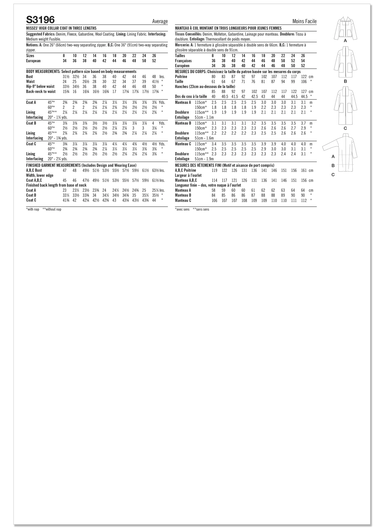 Simplicity Sewing Pattern Misses' High Collar Coat in Three Lengths (PDF) 8 Simplicity Sewing Pattern Misses' High Collar Coat in Three Lengths (PDF)