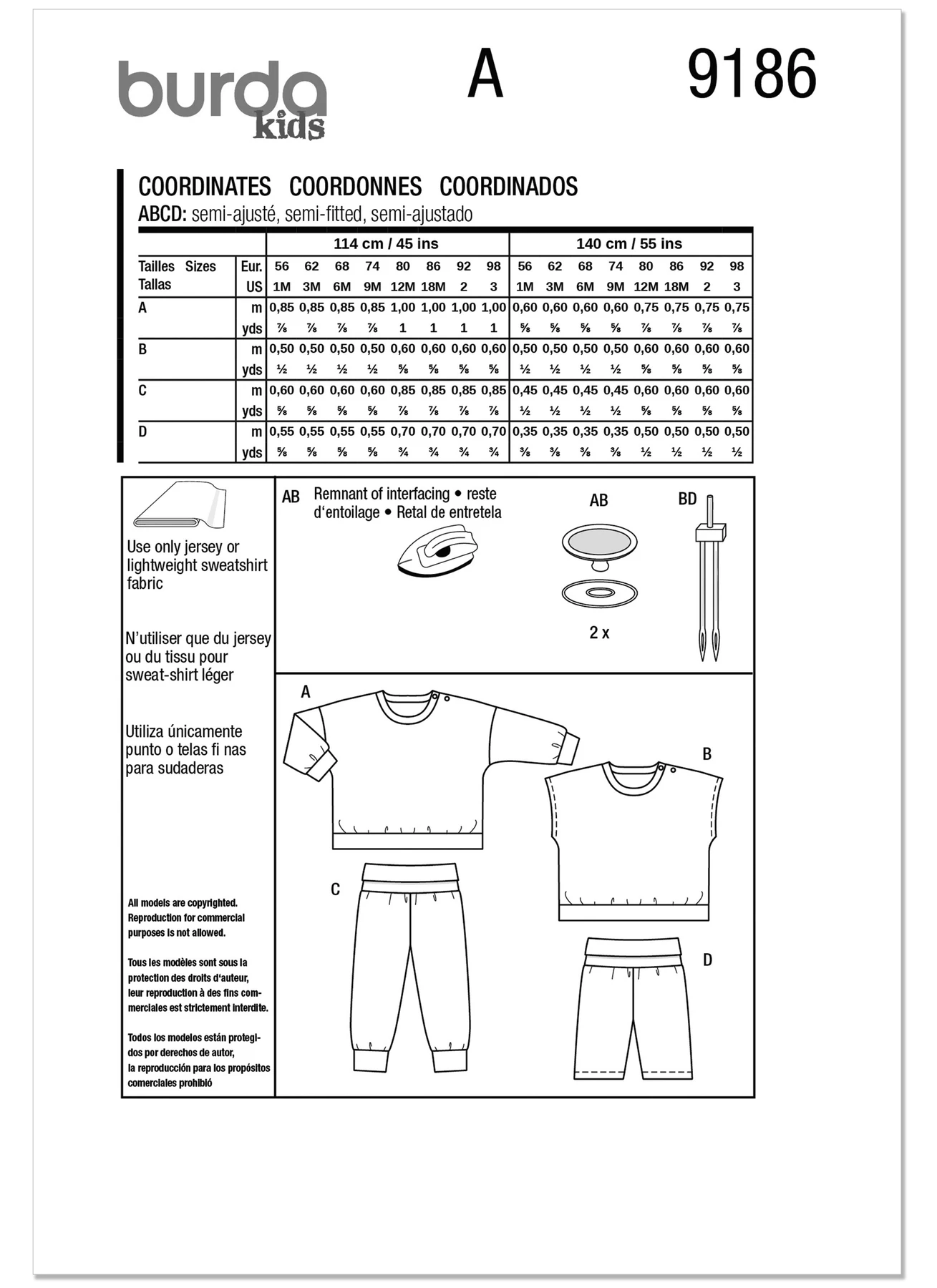 Burda Style Pattern 9186 Babies Sweatshirt and Pants 10 Burda Style Pattern 9186 Babies Sweatshirt and Pants