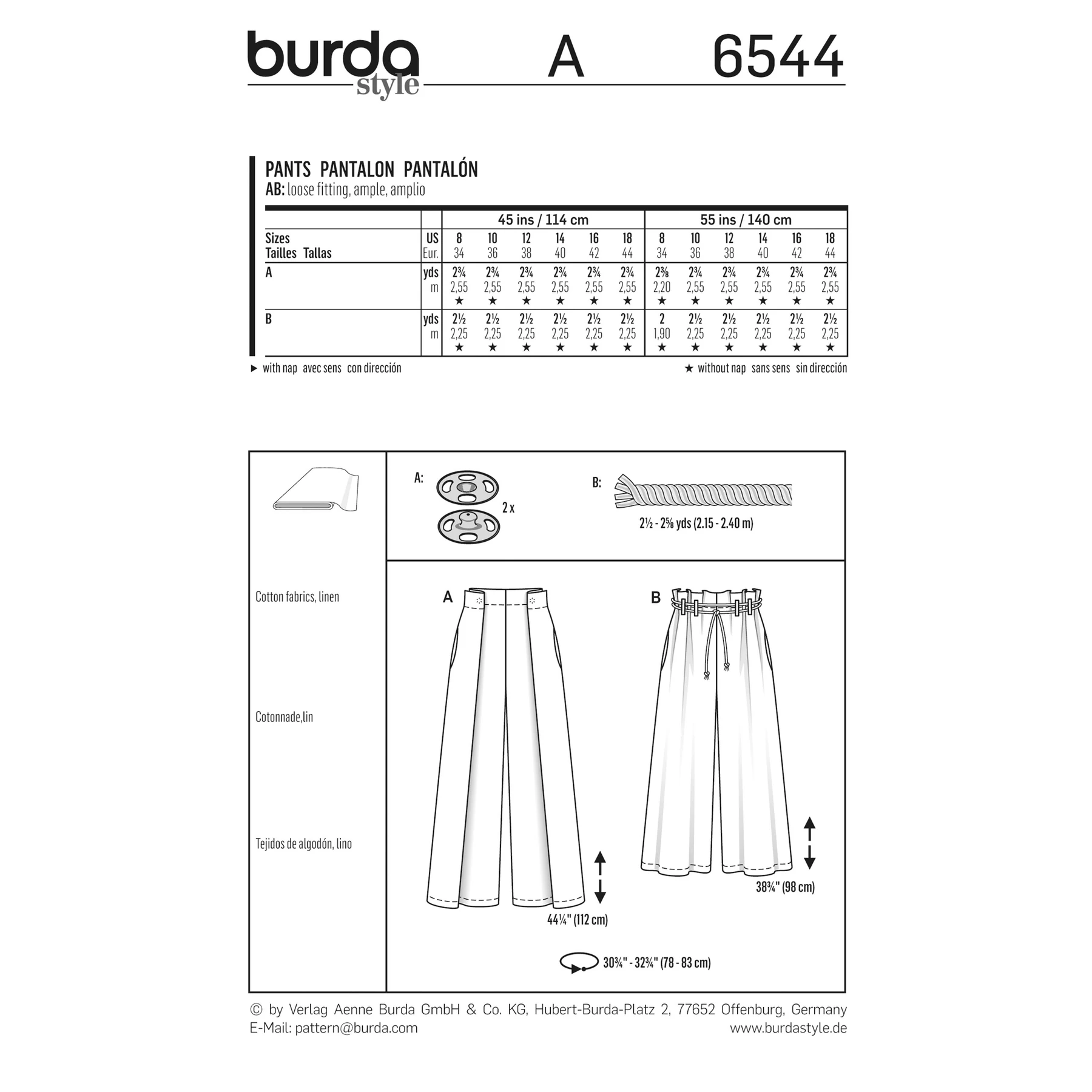 Burda Style Sewing Pattern Misses' Pants 4 Burda Style Sewing Pattern Misses' Pants