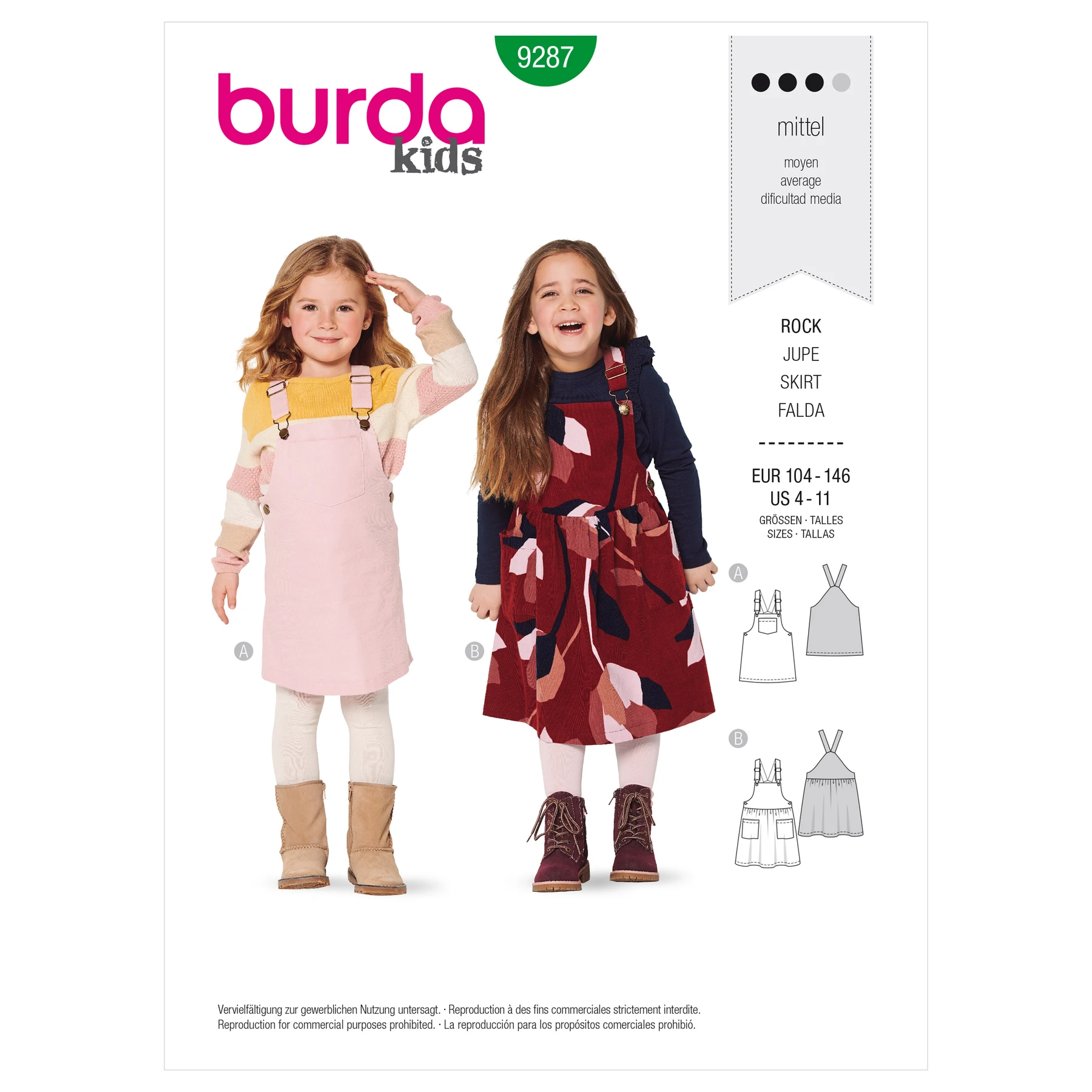 Burda Style Sewing Pattern Children's Bibbed Skirts Äö?Ñ?¨ Pinafore