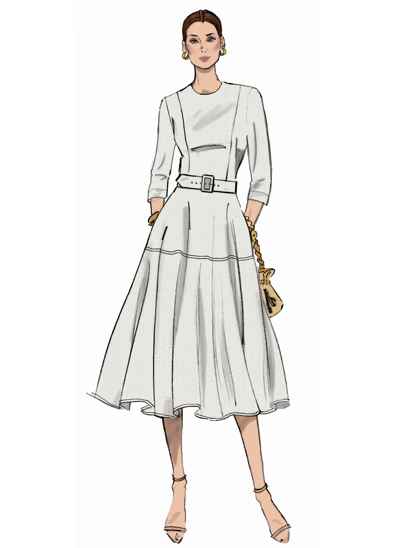 Butterick Sewing Pattern Misses' Fit and Flare Dress with Belt (PDF) 3 Butterick Sewing Pattern Misses' Fit and Flare Dress with Belt (PDF)