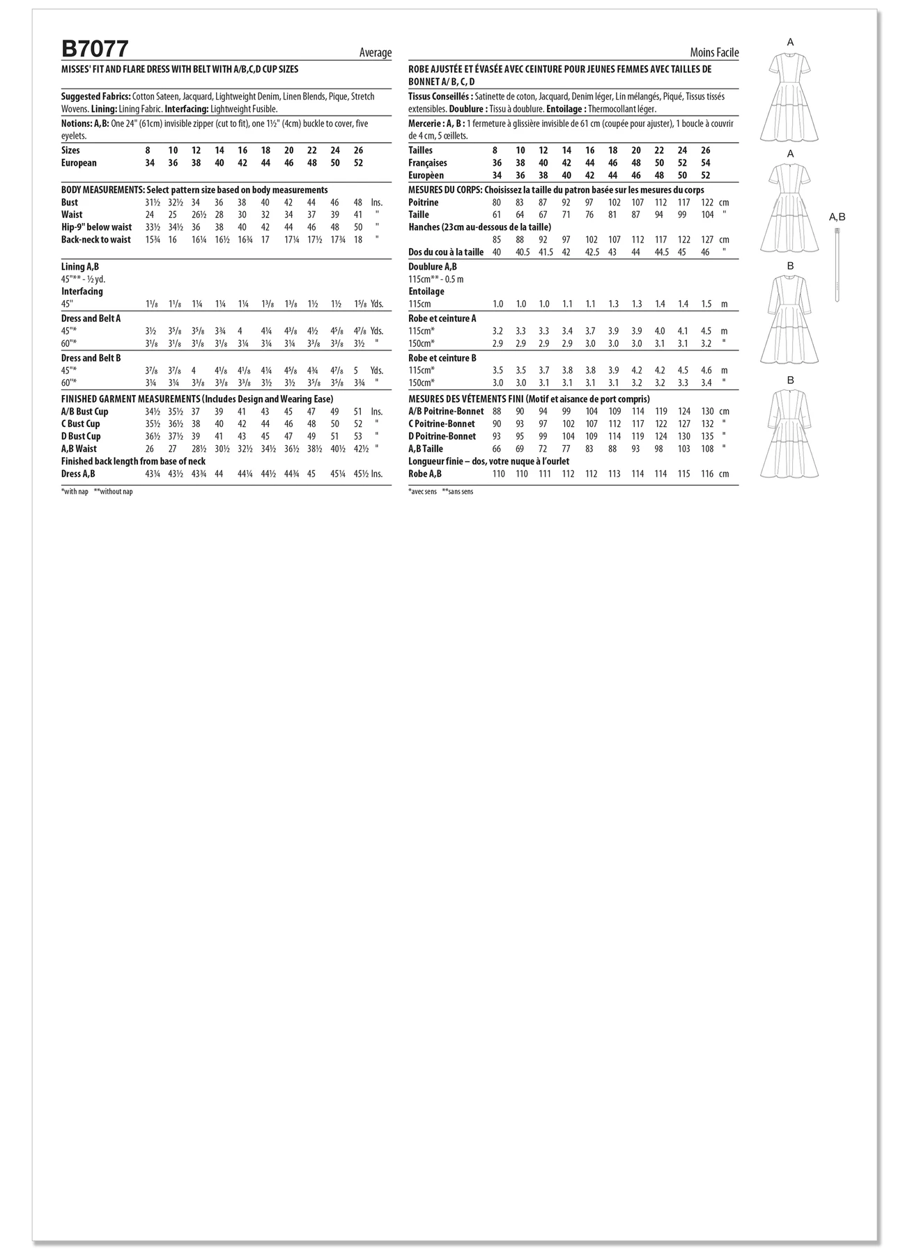 Butterick Sewing Pattern Misses' Fit and Flare Dress with Belt (PDF) 5 Butterick Sewing Pattern Misses' Fit and Flare Dress with Belt (PDF)