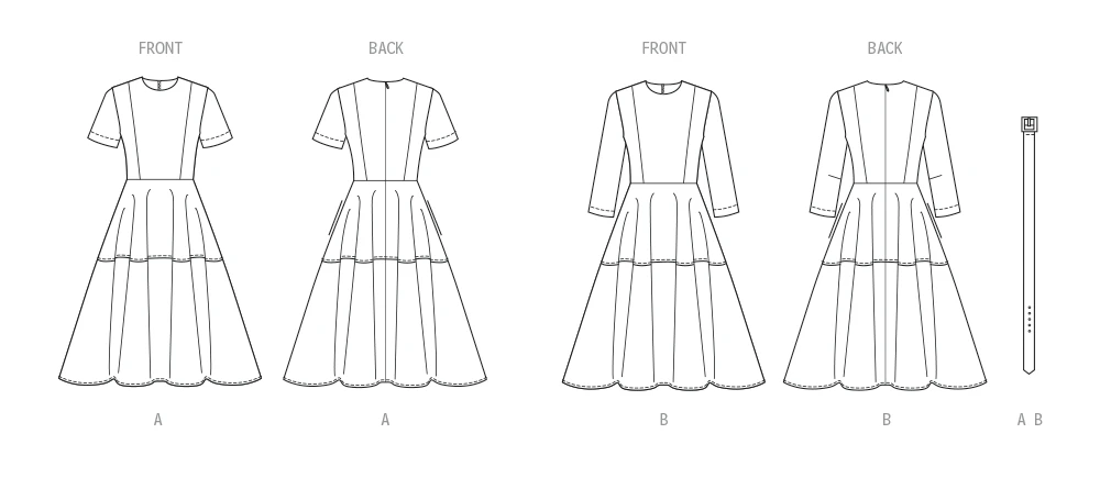 Butterick Sewing Pattern Misses' Fit and Flare Dress with Belt (PDF) 6 Butterick Sewing Pattern Misses' Fit and Flare Dress with Belt (PDF)