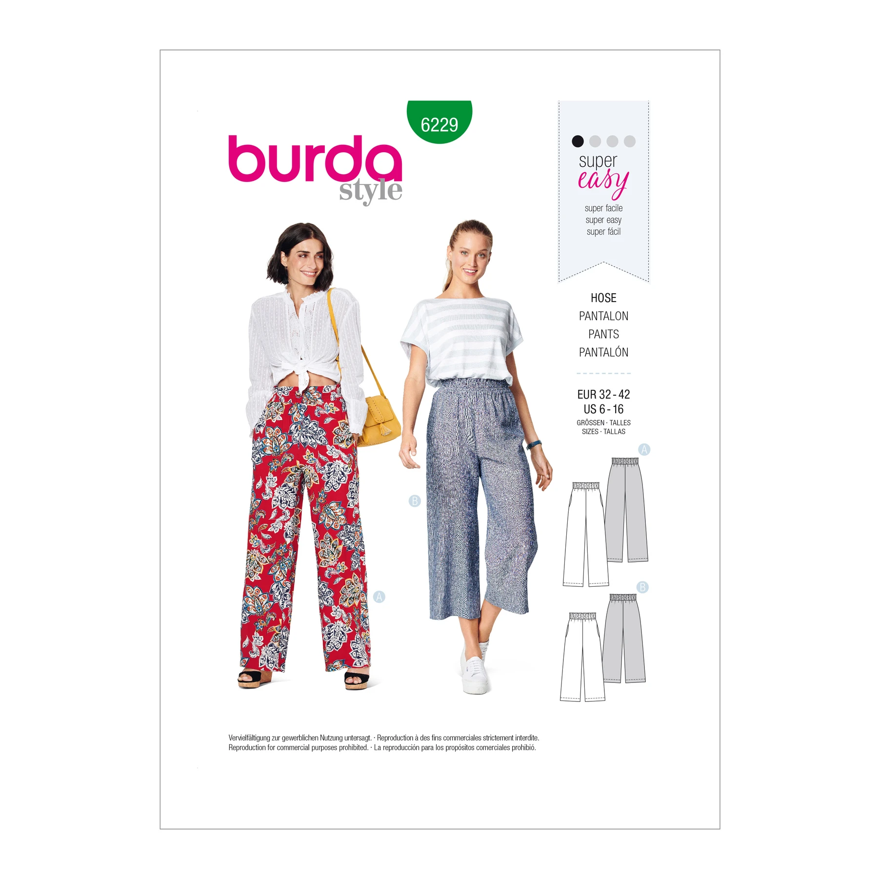 Burda Style Sewing Pattern Misses' Pull-On Pants In Two Lengths 10 Burda Style Sewing Pattern Misses' Pull-On Pants In Two Lengths