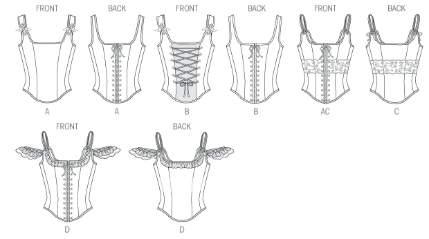 Butterick Sewing Pattern Boned Corsets with Lacing and Ruffle Variations (PDF) 14 Butterick Sewing Pattern Boned Corsets with Lacing and Ruffle Variations (PDF)