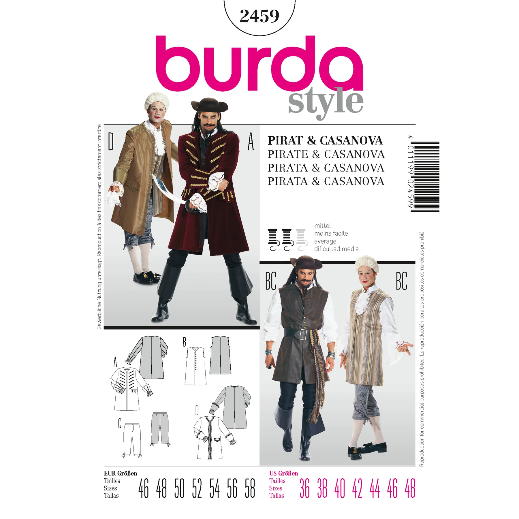 Burda Style Sewing Pattern Pirate & Casanova 17 Burda Style Sewing Pattern Pirate & Casanova