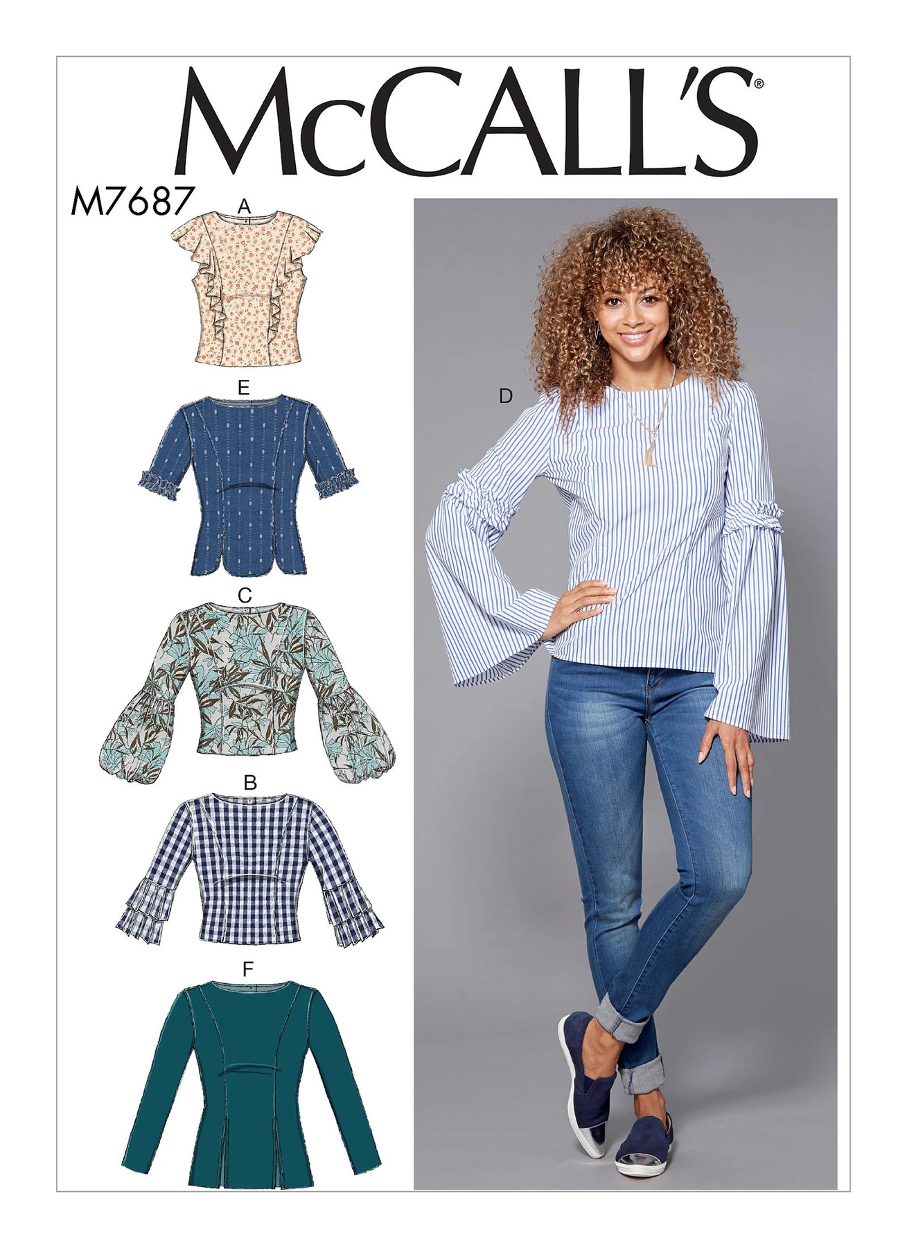 McCall's Sewing Pattern Misses' Back-Button Tops with Sleeve Options (PDF) 1 McCall's Sewing Pattern Misses' Back-Button Tops with Sleeve Options (PDF)