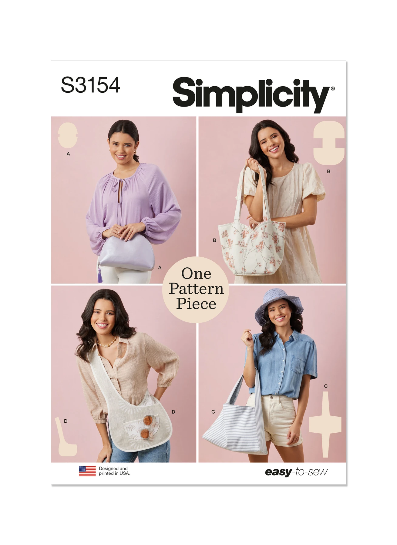 Simplicity Sewing Pattern One Pattern Piece Bags (PDF) 1 Simplicity Sewing Pattern One Pattern Piece Bags (PDF)