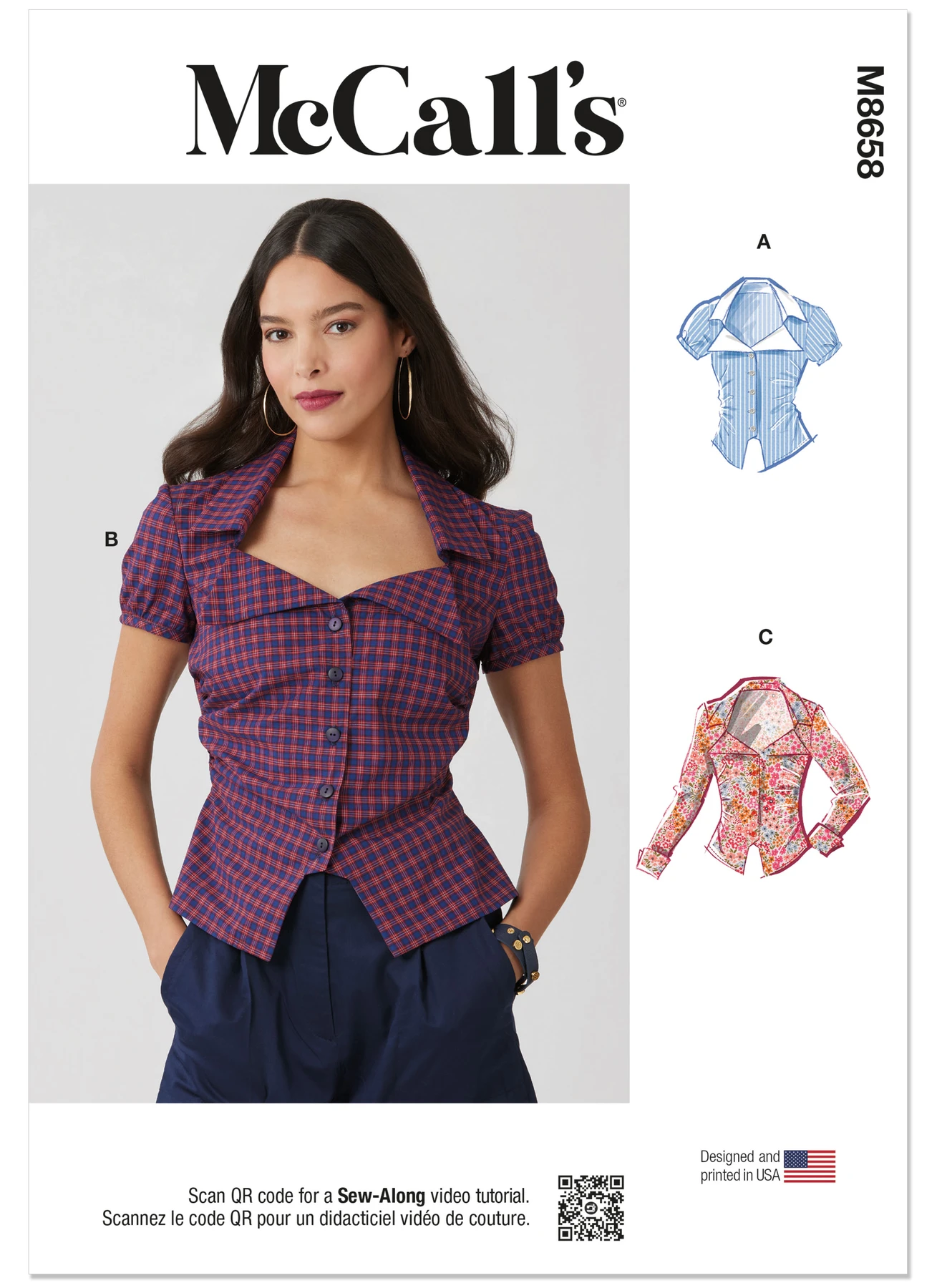 McCall's Sewing Pattern Misses' Woven Top with Sleeve Variations 1 McCall's Sewing Pattern Misses' Woven Top with Sleeve Variations
