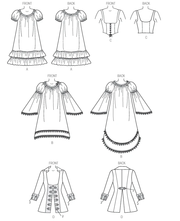 Butterick Sewing Pattern Jacket, Puff Sleeve Dresses and Underbust Vest 12 Butterick Sewing Pattern Jacket, Puff Sleeve Dresses and Underbust Vest