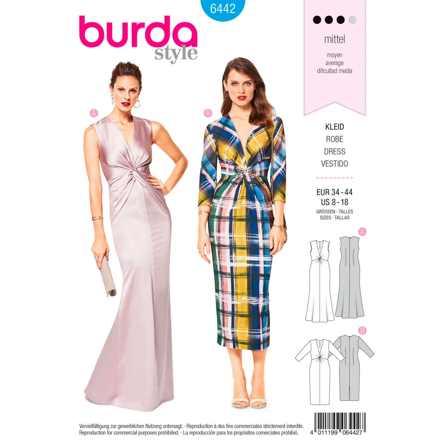 Burda Style Sewing Pattern Misses' V-Neck Evening Dresses 24 Burda Style Sewing Pattern Misses' V-Neck Evening Dresses