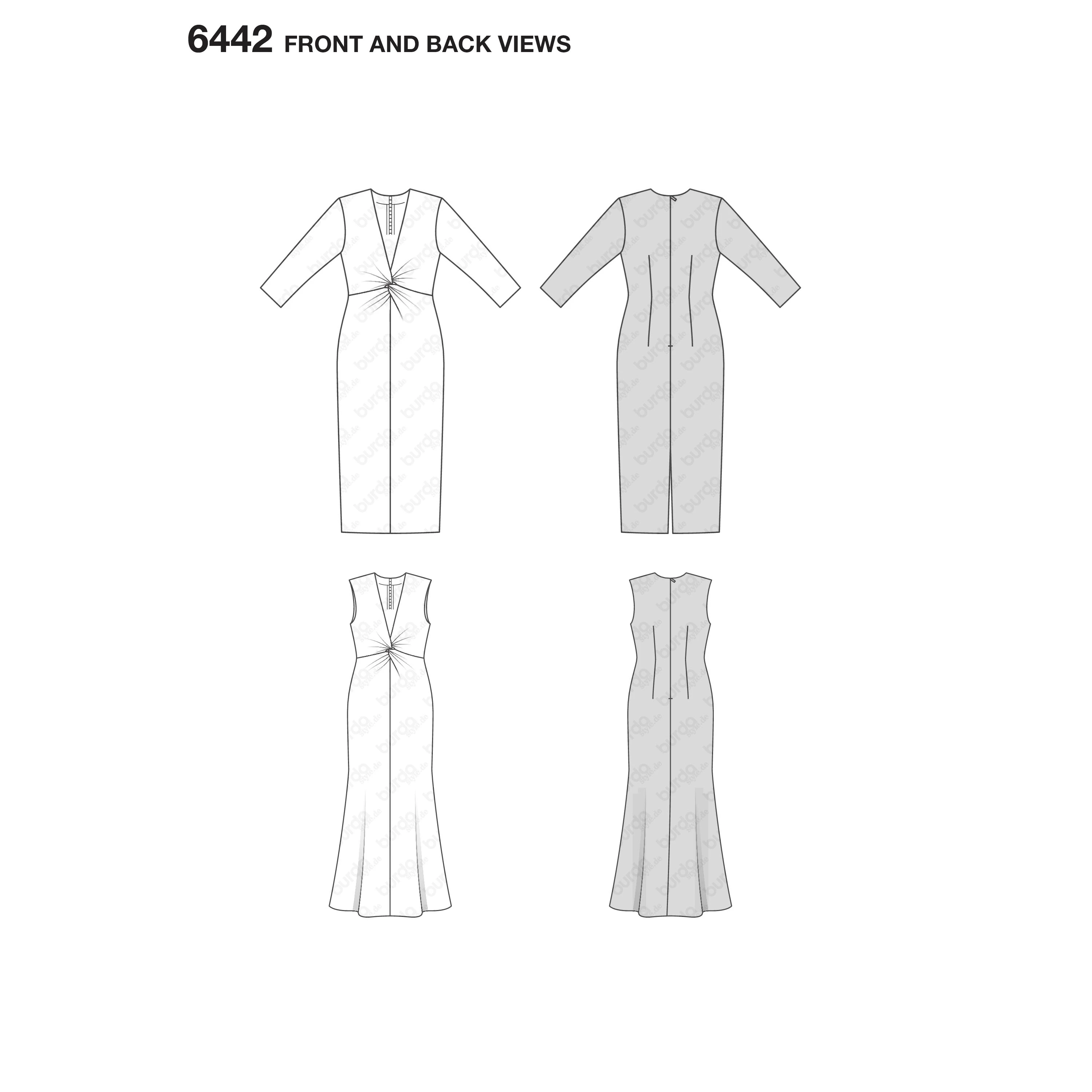 Burda Style Sewing Pattern Misses' V-Neck Evening Dresses 5 Burda Style Sewing Pattern Misses' V-Neck Evening Dresses