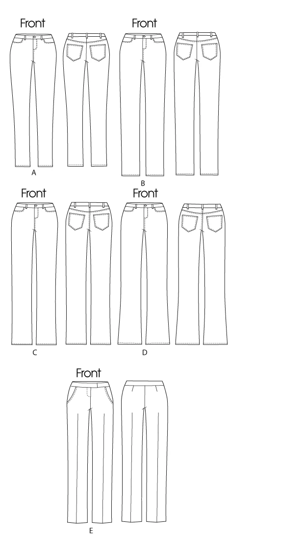 Butterick Sewing Pattern Misses' Four-Pocket Jeans & Trousers 7 Butterick Sewing Pattern Misses' Four-Pocket Jeans & Trousers