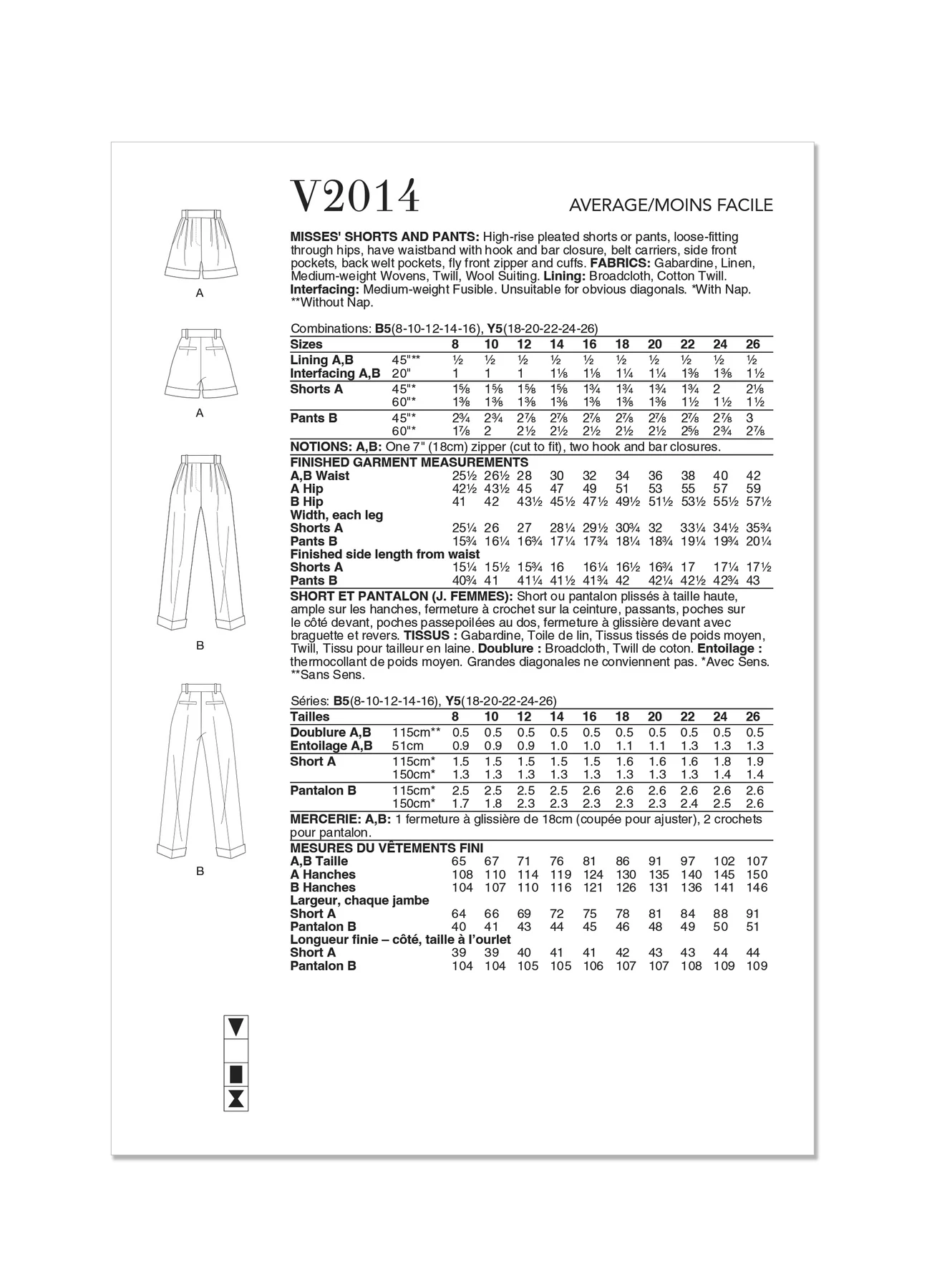 Vogue Patterns Misses' Shorts and Pants 7 Vogue Patterns Misses' Shorts and Pants