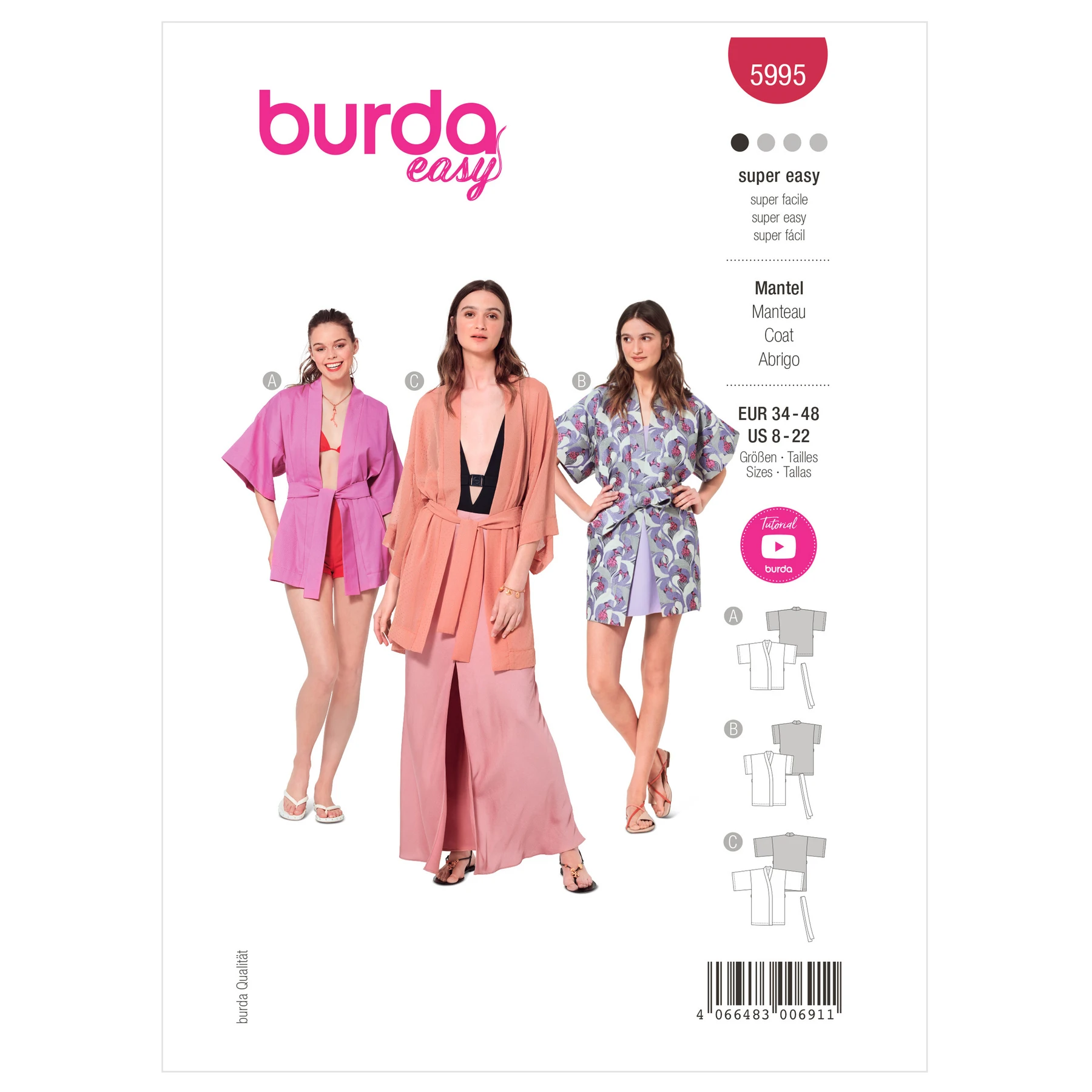 Burda Style Sewing Pattern 5995 Misses' Coat 12 Burda Style Sewing Pattern 5995 Misses' Coat