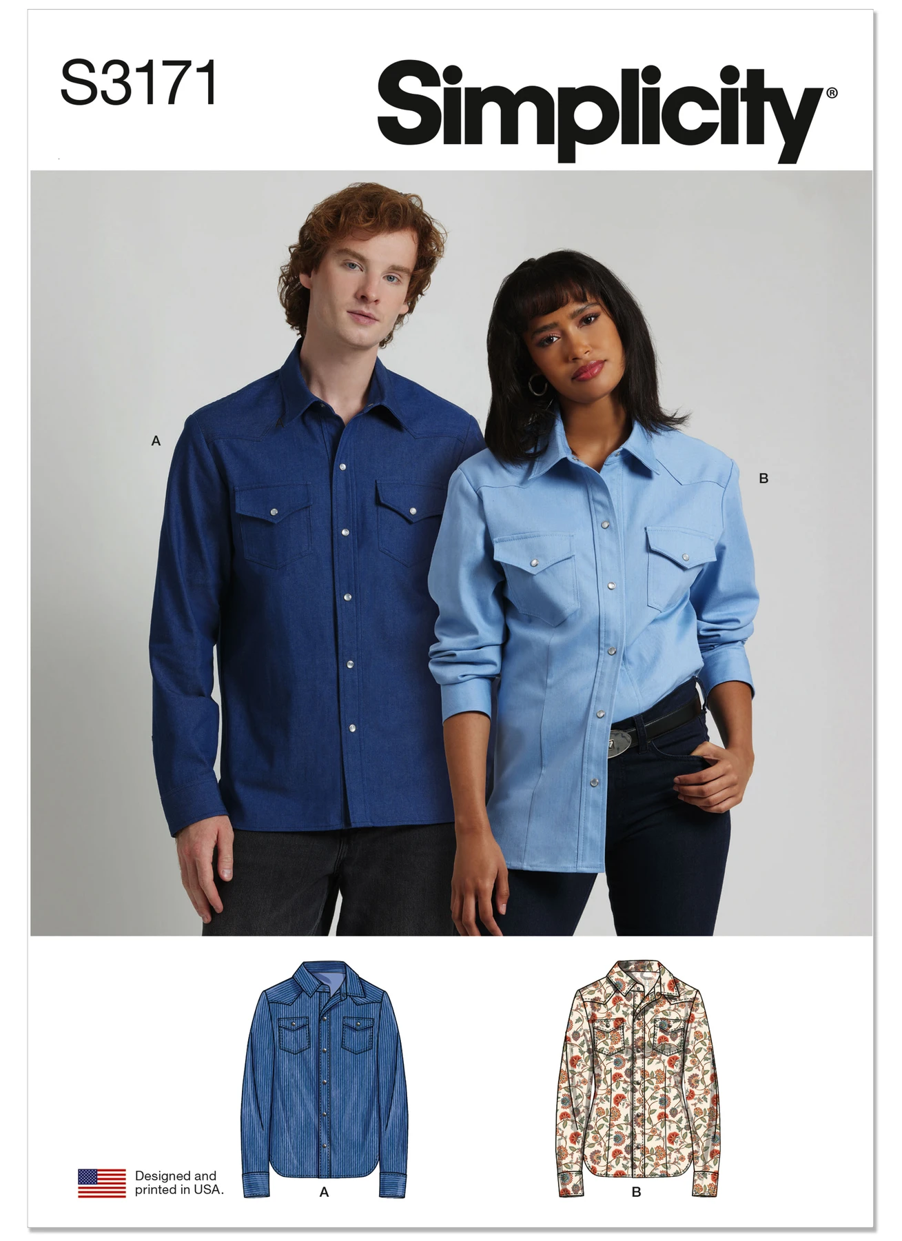Simplicity Sewing Pattern Unisex Western Style Shirt 1 Simplicity Sewing Pattern Unisex Western Style Shirt