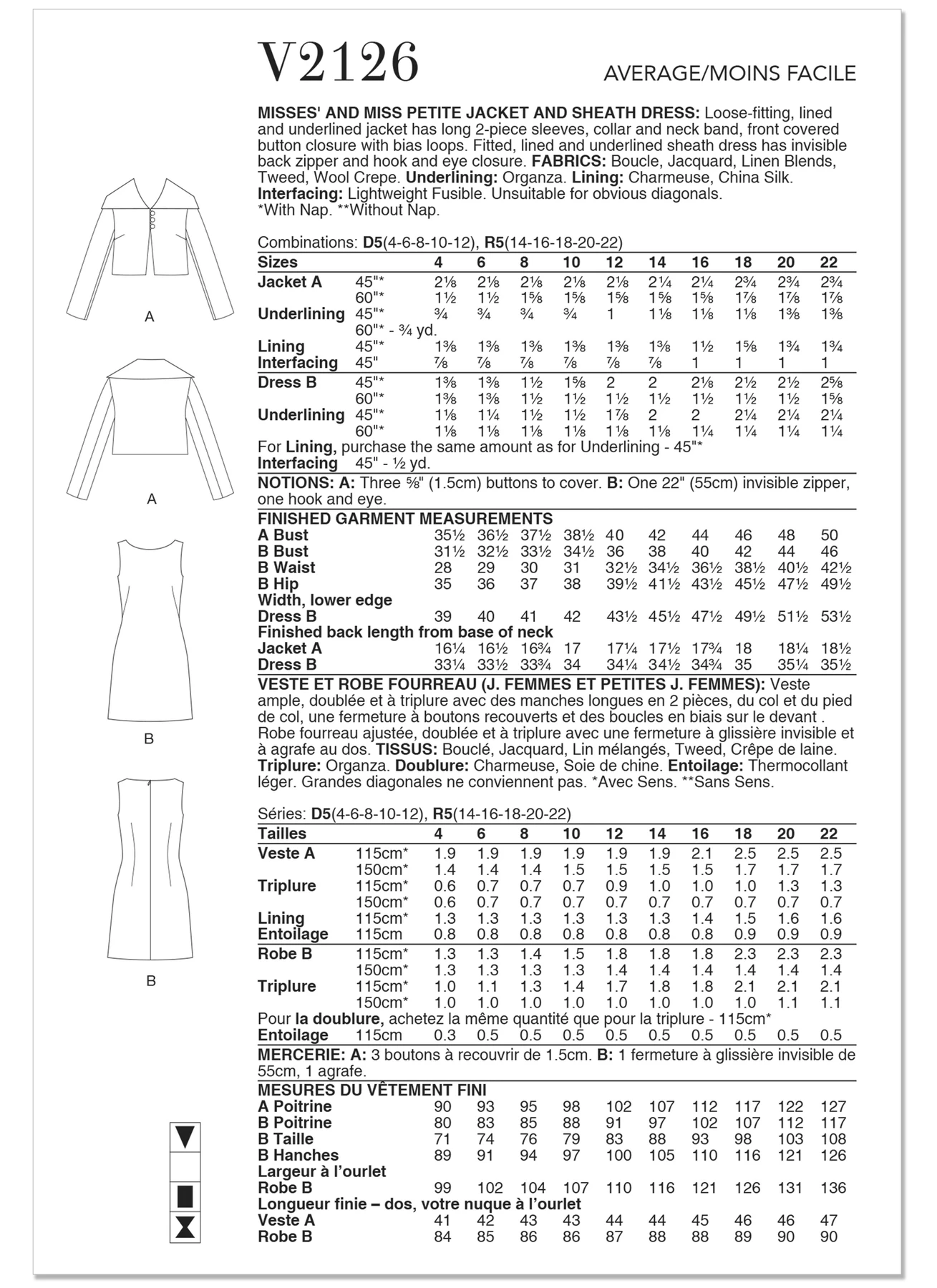 Vogue Patterns Misses' and Miss Petite Jacket and Sheath Dress 8 Vogue Patterns Misses' and Miss Petite Jacket and Sheath Dress