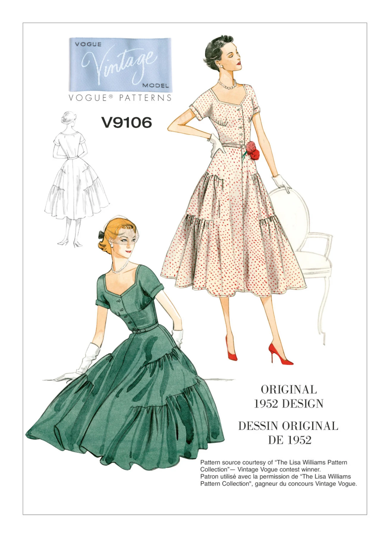 Vogue Patterns 1950s Misses' Tiered and Ruffled Dress and Belt 1 Vogue Patterns 1950s Misses' Tiered and Ruffled Dress and Belt