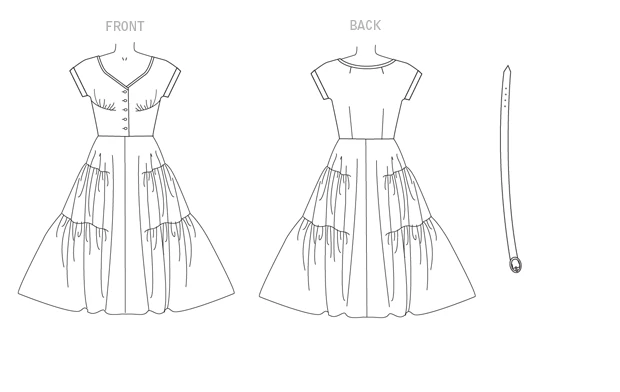 Vogue Patterns 1950s Misses' Tiered and Ruffled Dress and Belt 11 Vogue Patterns 1950s Misses' Tiered and Ruffled Dress and Belt