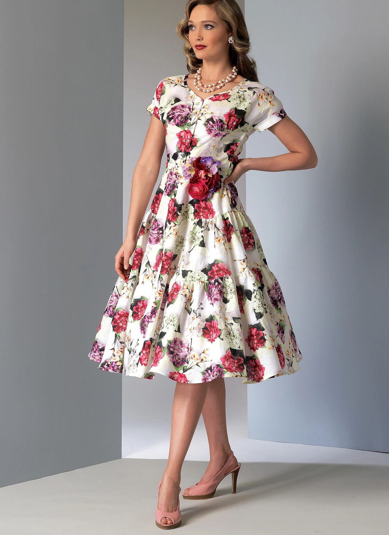 Vogue Patterns 1950s Misses' Tiered and Ruffled Dress and Belt 2 Vogue Patterns 1950s Misses' Tiered and Ruffled Dress and Belt