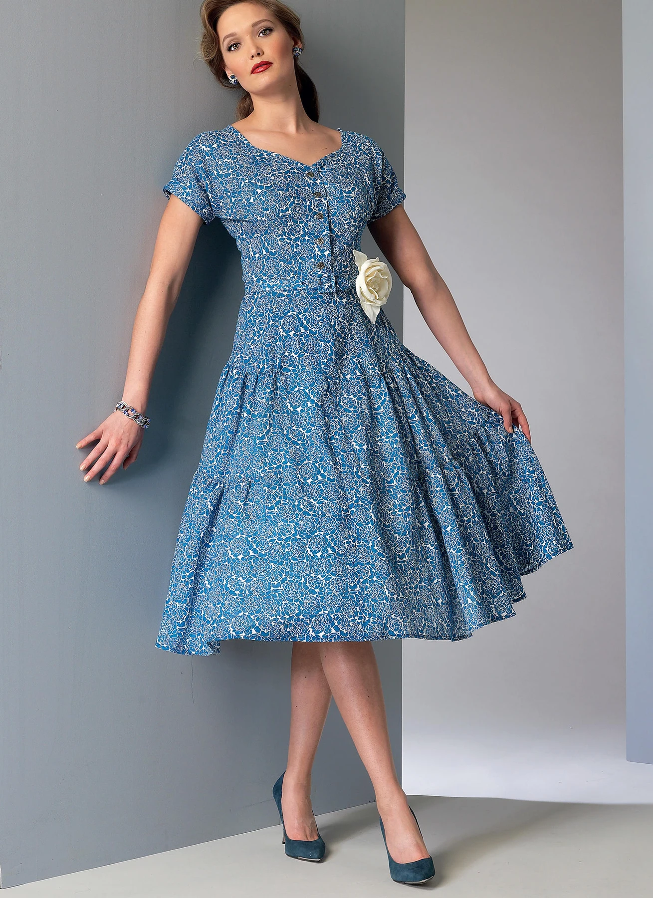 Vogue Patterns 1950s Misses' Tiered and Ruffled Dress and Belt 4 Vogue Patterns 1950s Misses' Tiered and Ruffled Dress and Belt