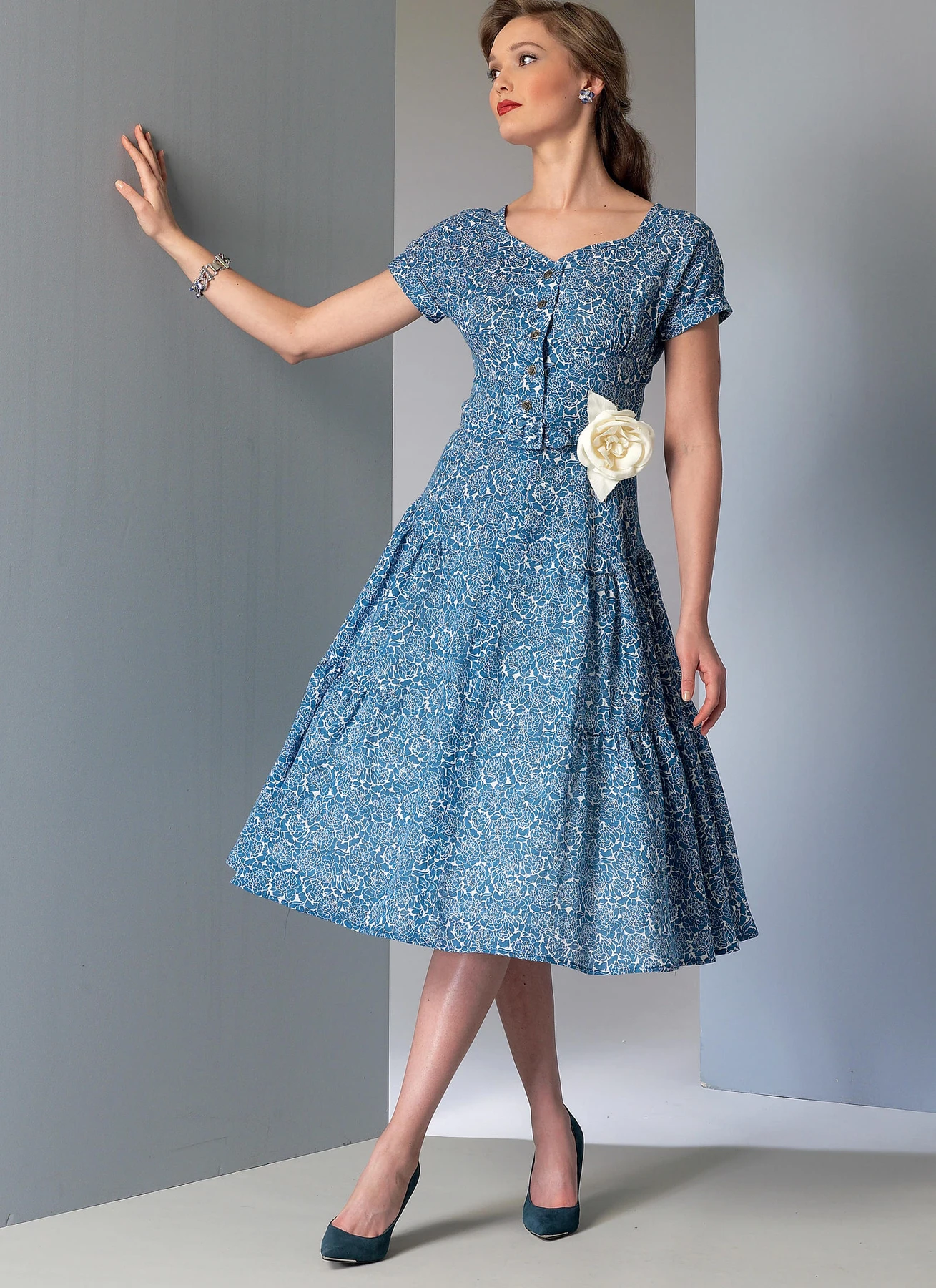 Vogue Patterns 1950s Misses' Tiered and Ruffled Dress and Belt 8 Vogue Patterns 1950s Misses' Tiered and Ruffled Dress and Belt
