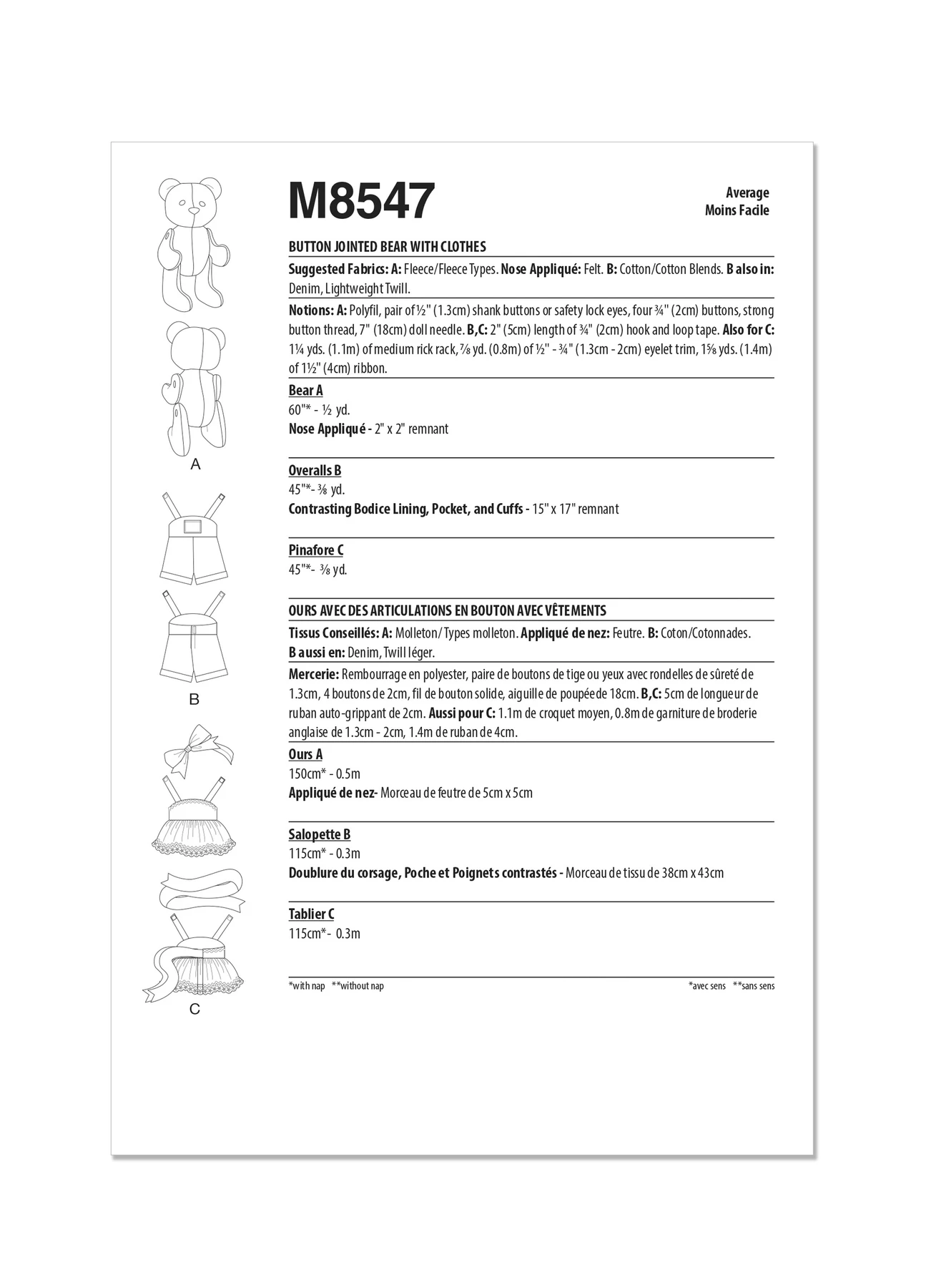 McCall's Sewing Pattern Button Jointed Bear with Clothes (PDF) 3 McCall's Sewing Pattern Button Jointed Bear with Clothes (PDF)