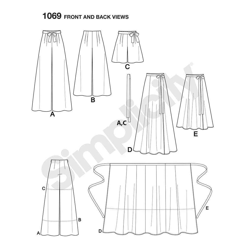 Simplicity Sewing Pattern Misses' Wide-Leg Pants or Shorts & Skirts in 2 Lengths (PDF) 4 Simplicity Sewing Pattern Misses' Wide-Leg Pants or Shorts & Skirts in 2 Lengths (PDF)