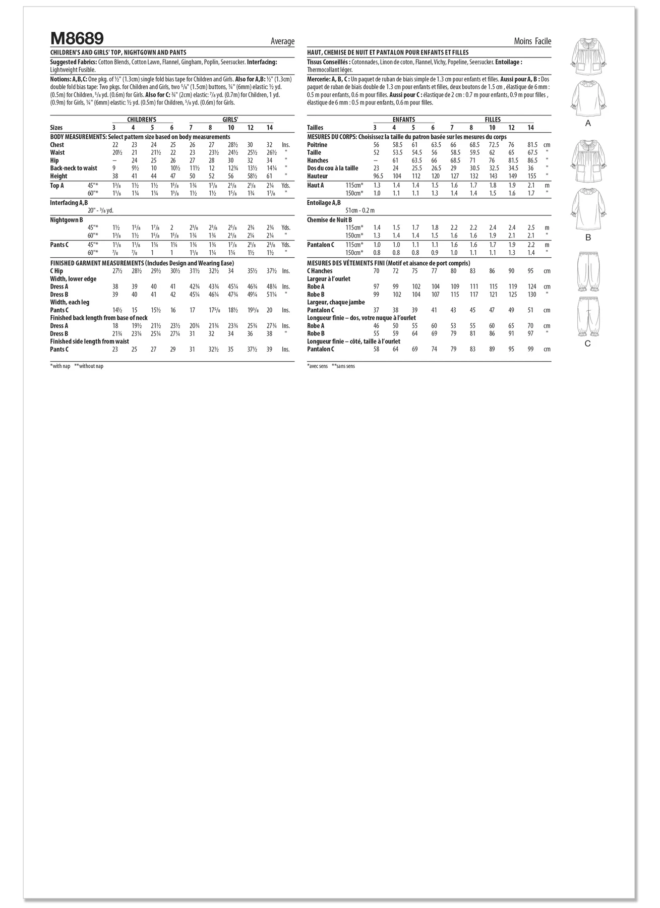 McCall's Sewing Pattern Children's and Girls' Top, Nightgown and Pants (PDF) 9 McCall's Sewing Pattern Children's and Girls' Top, Nightgown and Pants (PDF)