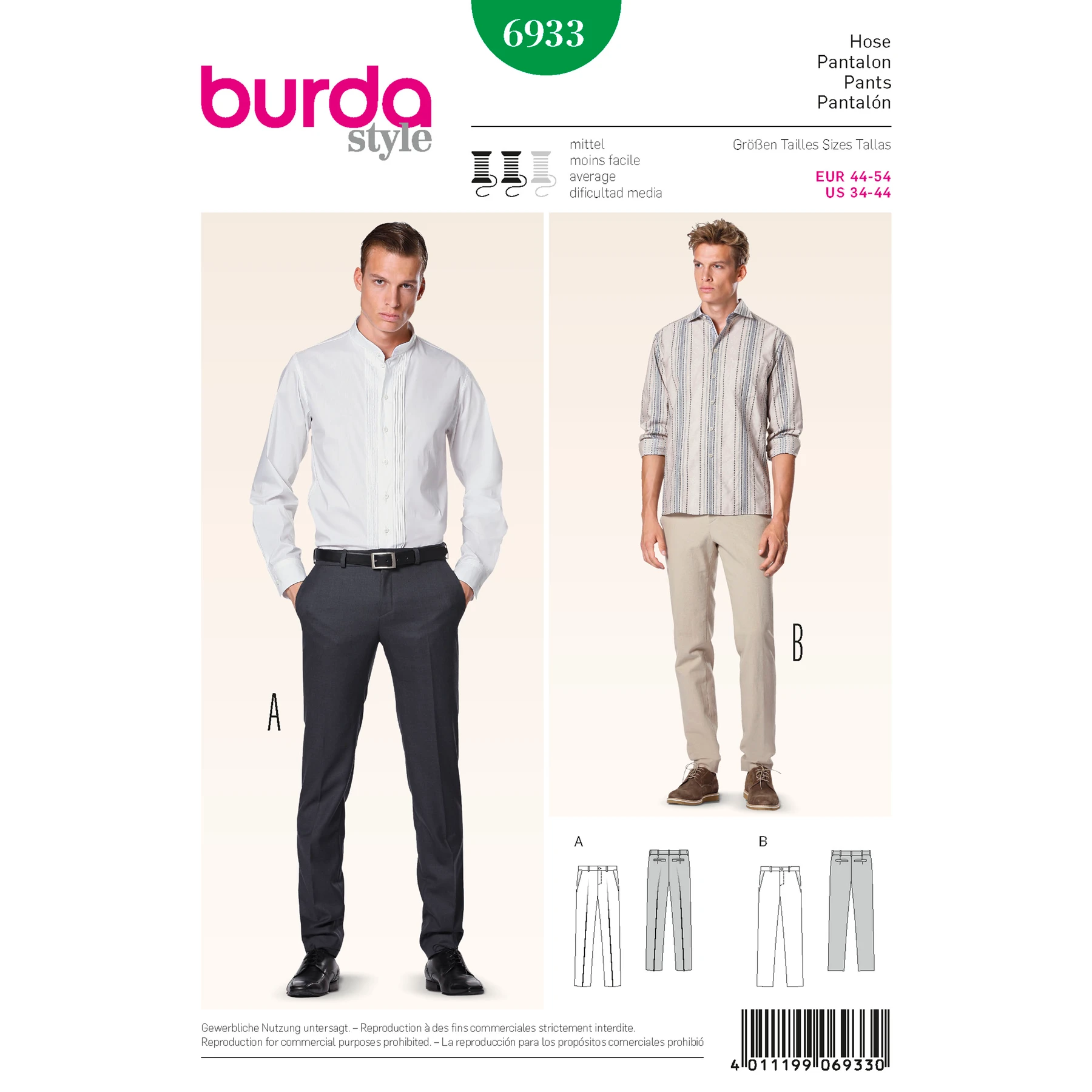 Burda Style Sewing Pattern Men's Trousers 1 Burda Style Sewing Pattern Men's Trousers