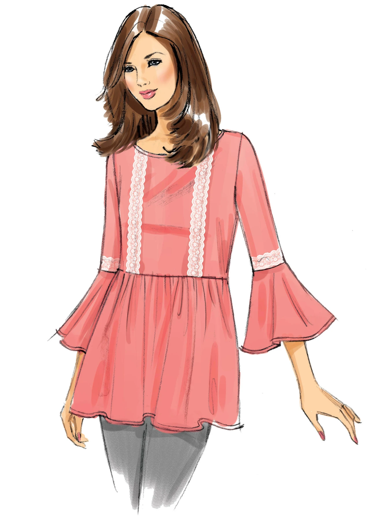 Butterick Sewing Pattern Misses' Loose-Fitting, Gathered Waist Pullover Tops with Bell Sleeves 3 Butterick Sewing Pattern Misses' Loose-Fitting, Gathered Waist Pullover Tops with Bell Sleeves