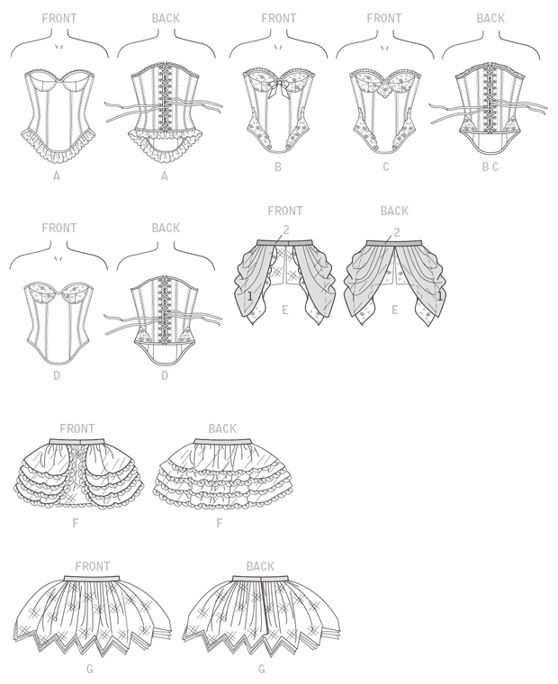 Butterick Sewing Pattern Curved-Hem Corsets and Skirts 8 Butterick Sewing Pattern Curved-Hem Corsets and Skirts