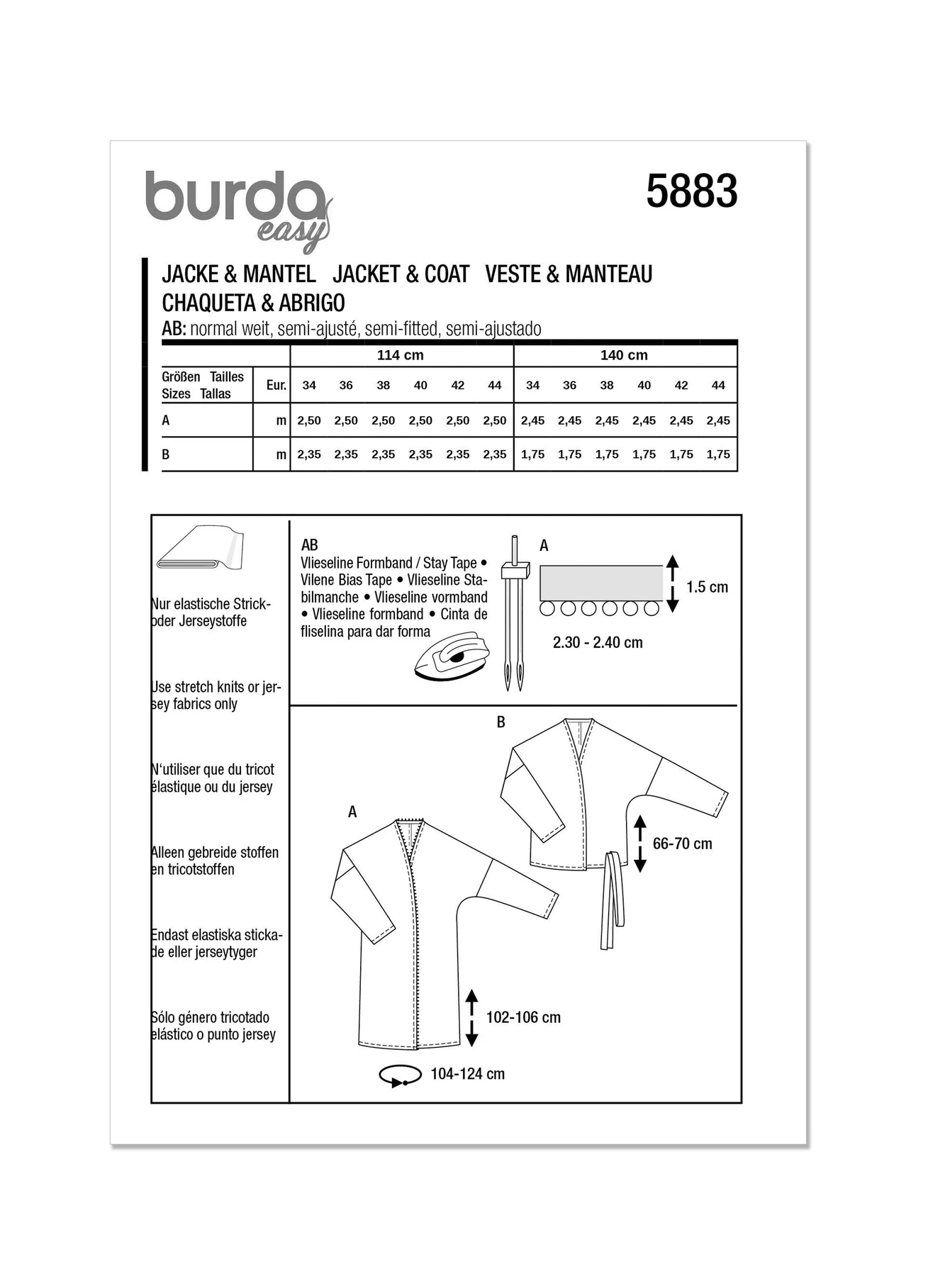 Burda Style Sewing Pattern 5883 Misses' Jacket & Coat 9 Burda Style Sewing Pattern 5883 Misses' Jacket & Coat