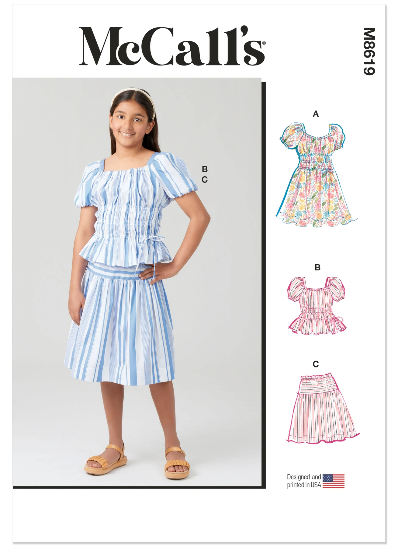 McCall's Sewing Pattern Girls' Ruched Dress, Top and Skirt (PDF) 1 McCall's Sewing Pattern Girls' Ruched Dress, Top and Skirt (PDF)