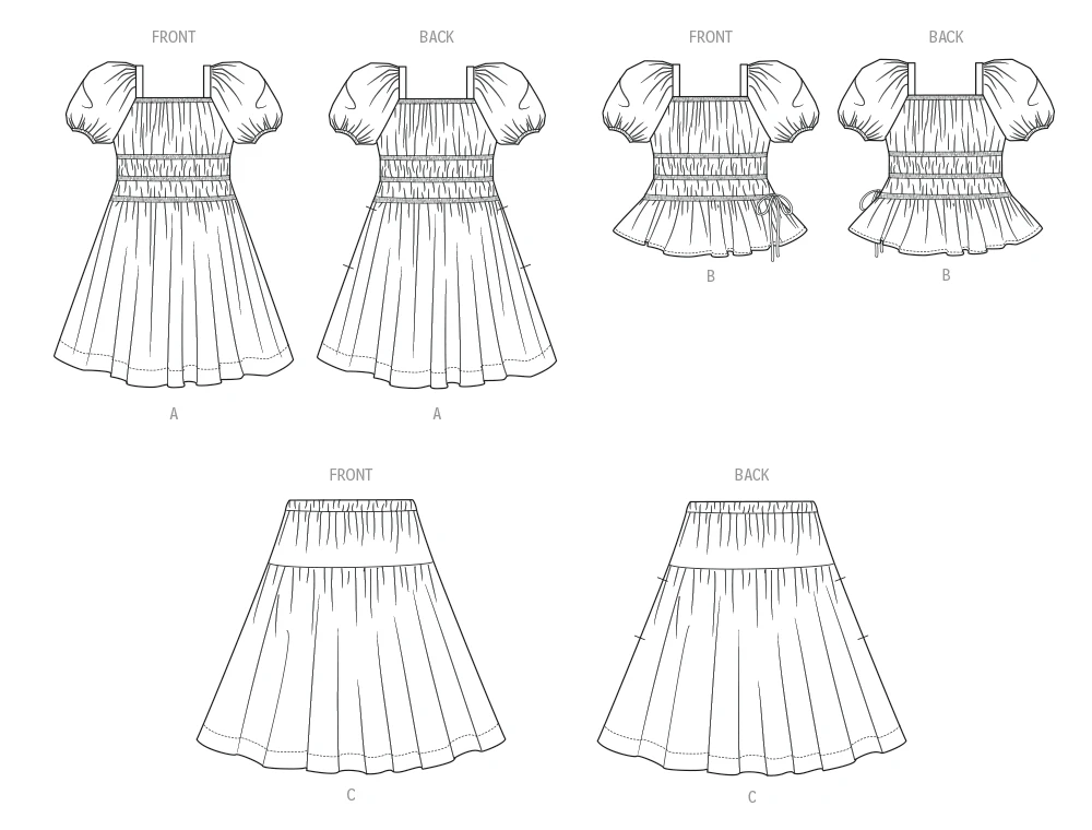 McCall's Sewing Pattern Girls' Ruched Dress, Top and Skirt (PDF) 10 McCall's Sewing Pattern Girls' Ruched Dress, Top and Skirt (PDF)