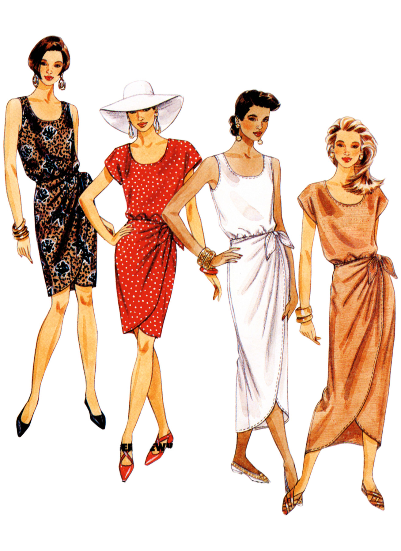McCall's Sewing Pattern 1990s Misses' Mock Sarong Dress in Two Lengths 2 McCall's Sewing Pattern 1990s Misses' Mock Sarong Dress in Two Lengths