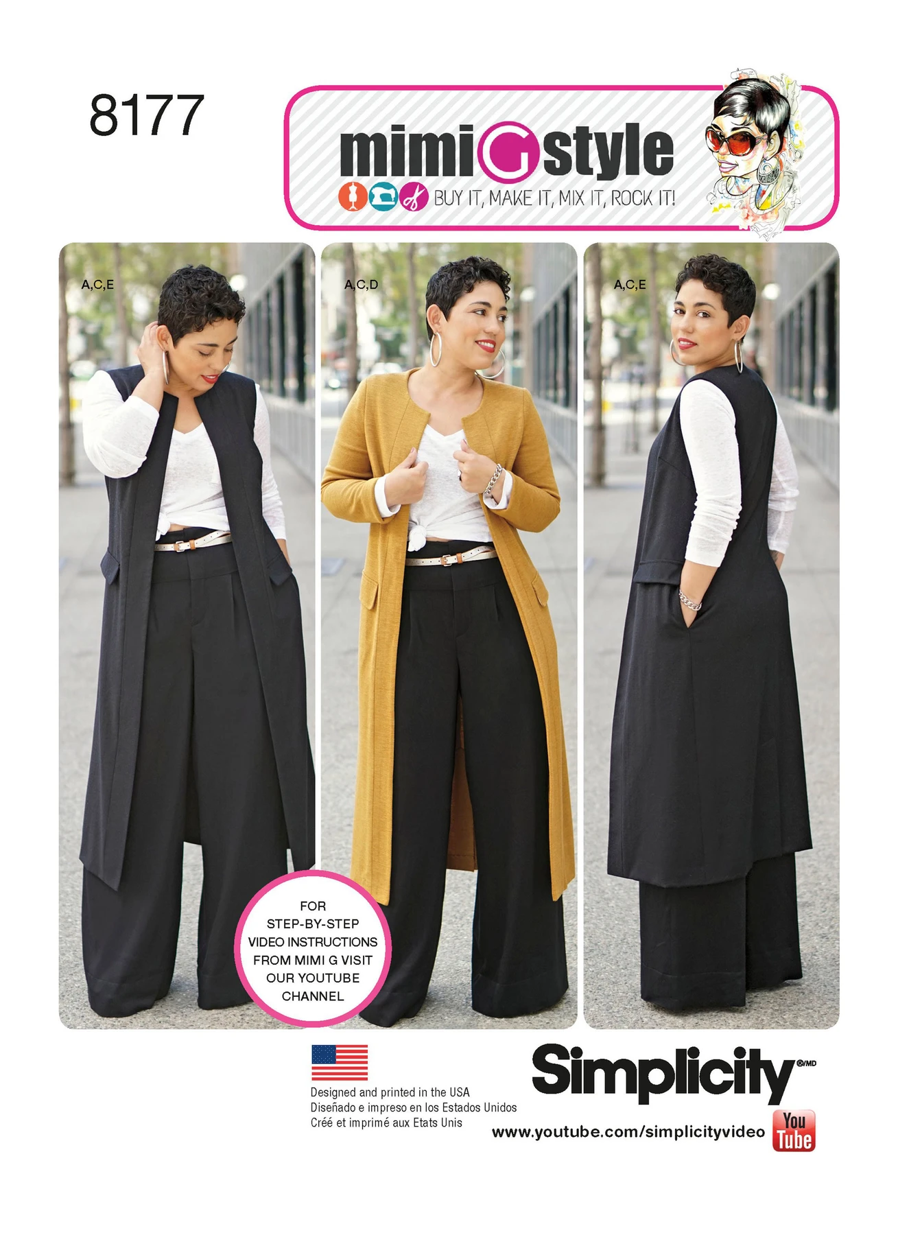 Simplicity Sewing Pattern Mimi G Style Pants, Coat or Vest, and Knit Top for Miss and Plus Sizes 1 Simplicity Sewing Pattern Mimi G Style Pants, Coat or Vest, and Knit Top for Miss and Plus Sizes
