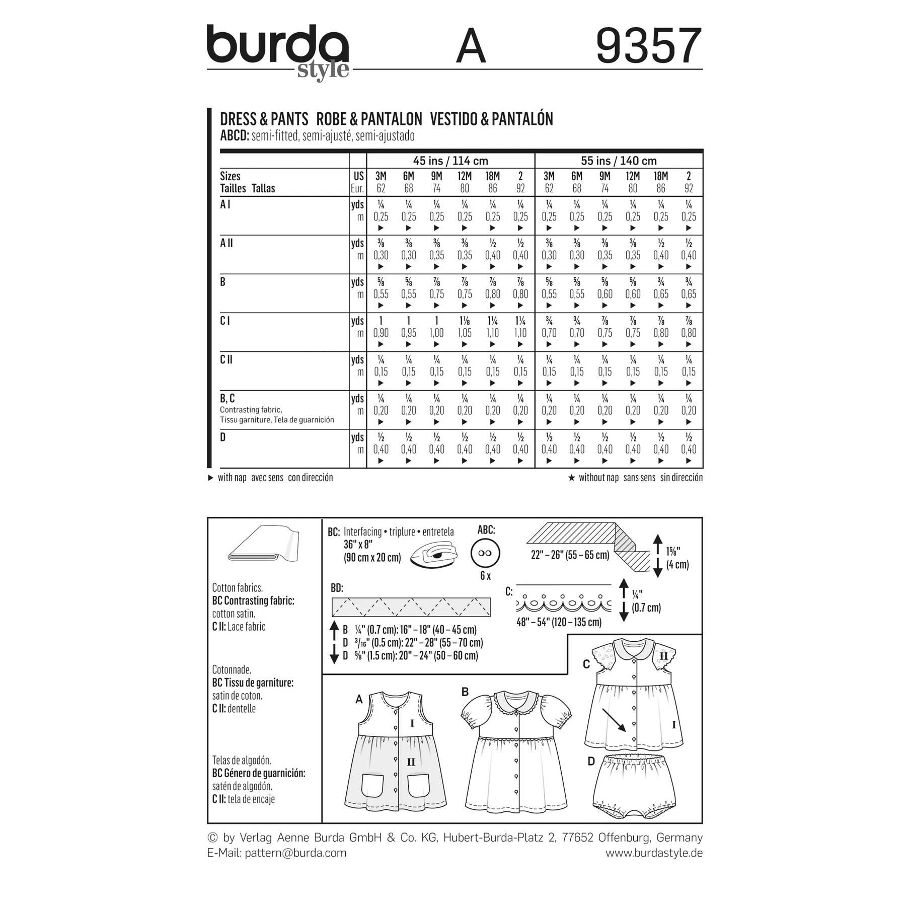 Burda Style Sewing Pattern Baby Collar Dress and Panties 7 Burda Style Sewing Pattern Baby Collar Dress and Panties