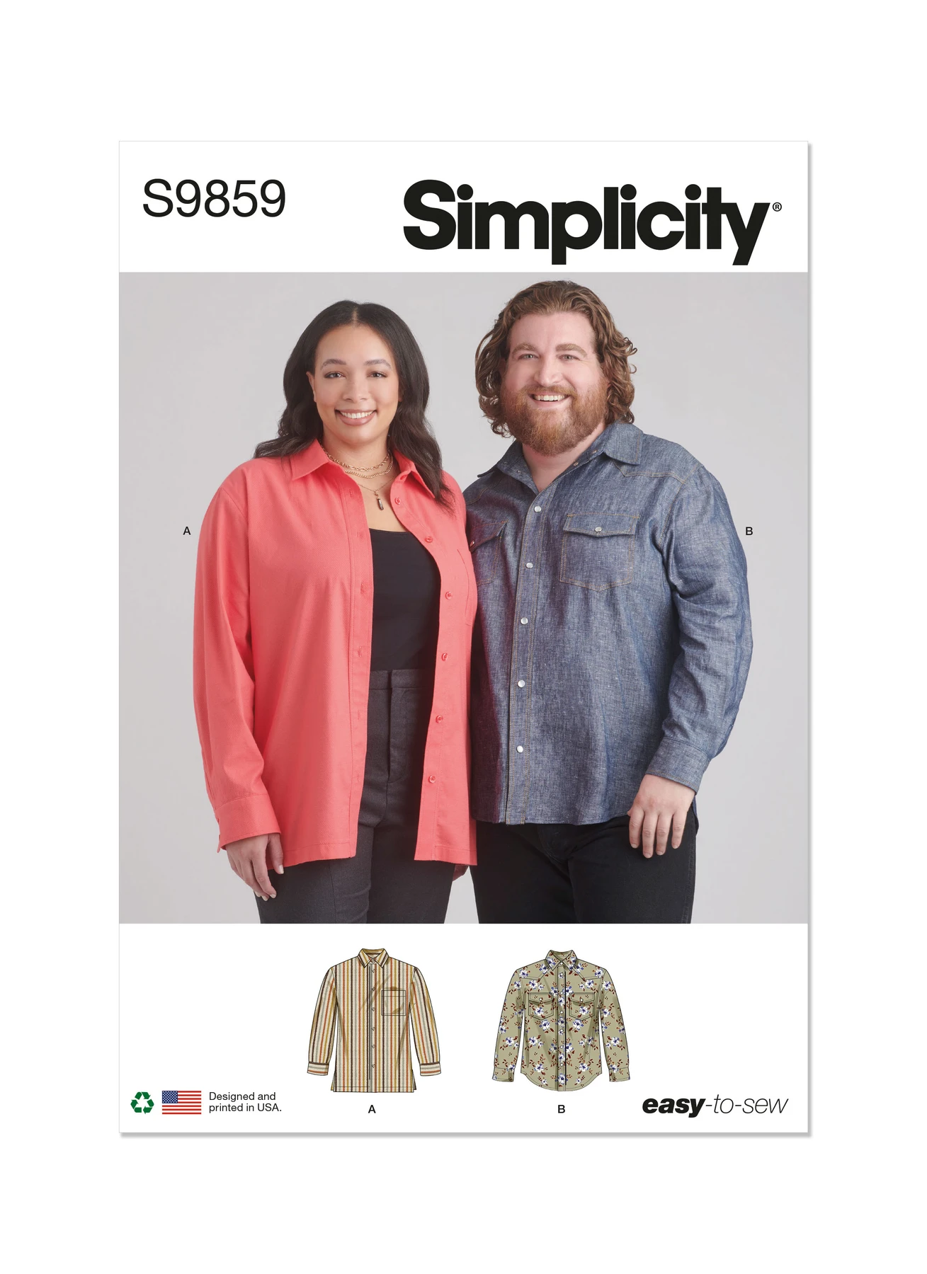 Simplicity Sewing Pattern Plus Size Unisex Shirts (PDF) 1 Simplicity Sewing Pattern Plus Size Unisex Shirts (PDF)
