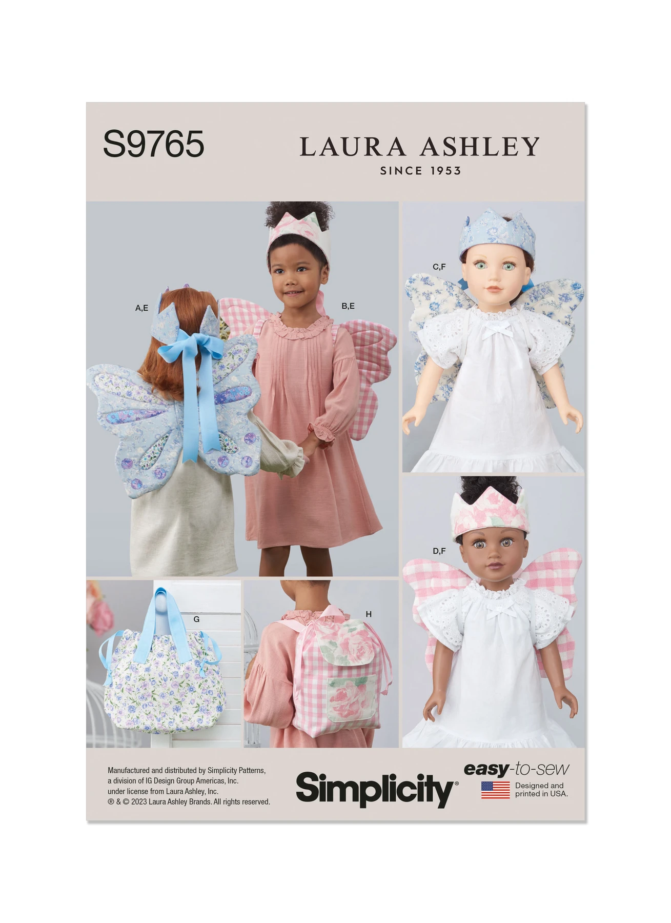 Simplicity Sewing Pattern Children's Wings in Sizes S-M-L, Crown, Tote, Backpack and Wings and Crown for Doll or Plush Animals by Laura Ashley (PDF) 1 Simplicity Sewing Pattern Children's Wings in Sizes S-M-L, Crown, Tote, Backpack and Wings and Crown for Doll or Plush Animals by Laura Ashley (PDF)