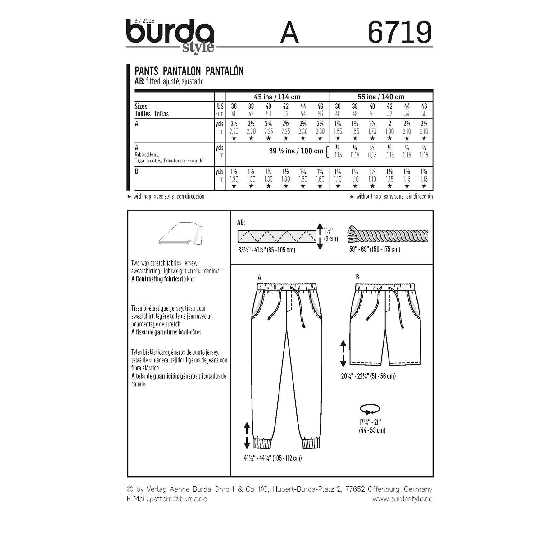 Burda Style Sewing Pattern Men's Jogging Pants