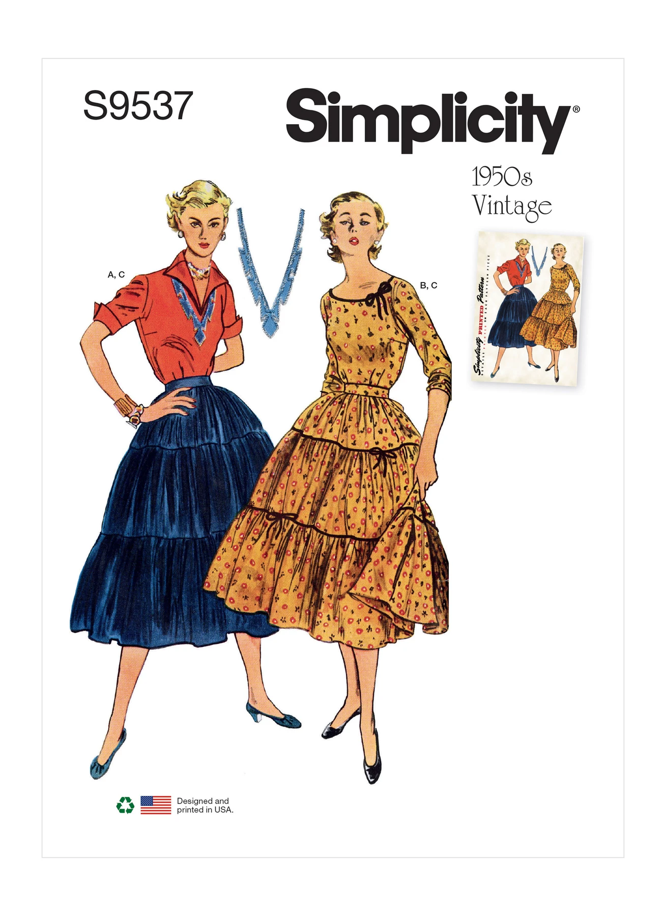 Simplicity Sewing Pattern 1950s Misses' Blouses and Skirt 1 Simplicity Sewing Pattern 1950s Misses' Blouses and Skirt