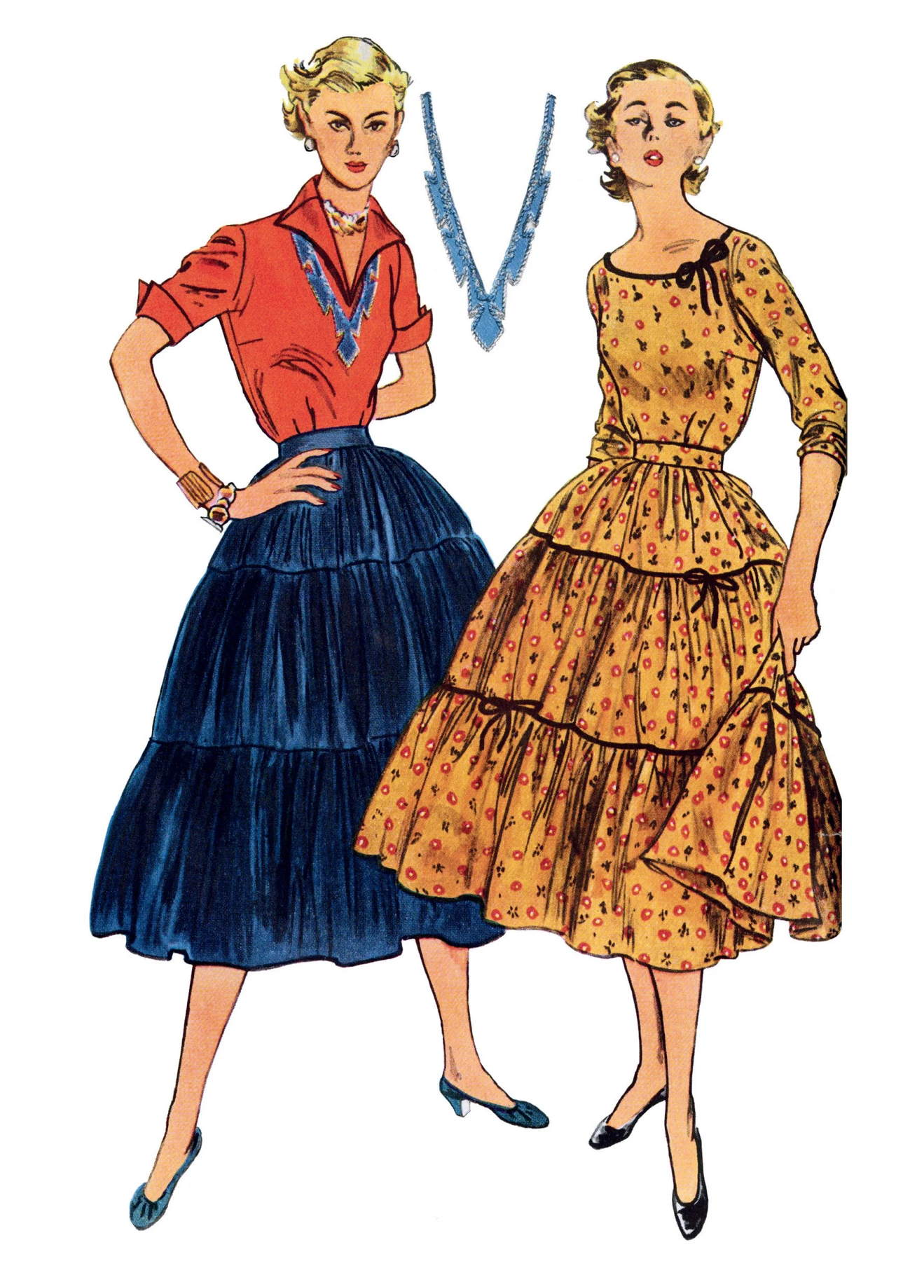 Simplicity Sewing Pattern 1950s Misses' Blouses and Skirt 2 Simplicity Sewing Pattern 1950s Misses' Blouses and Skirt