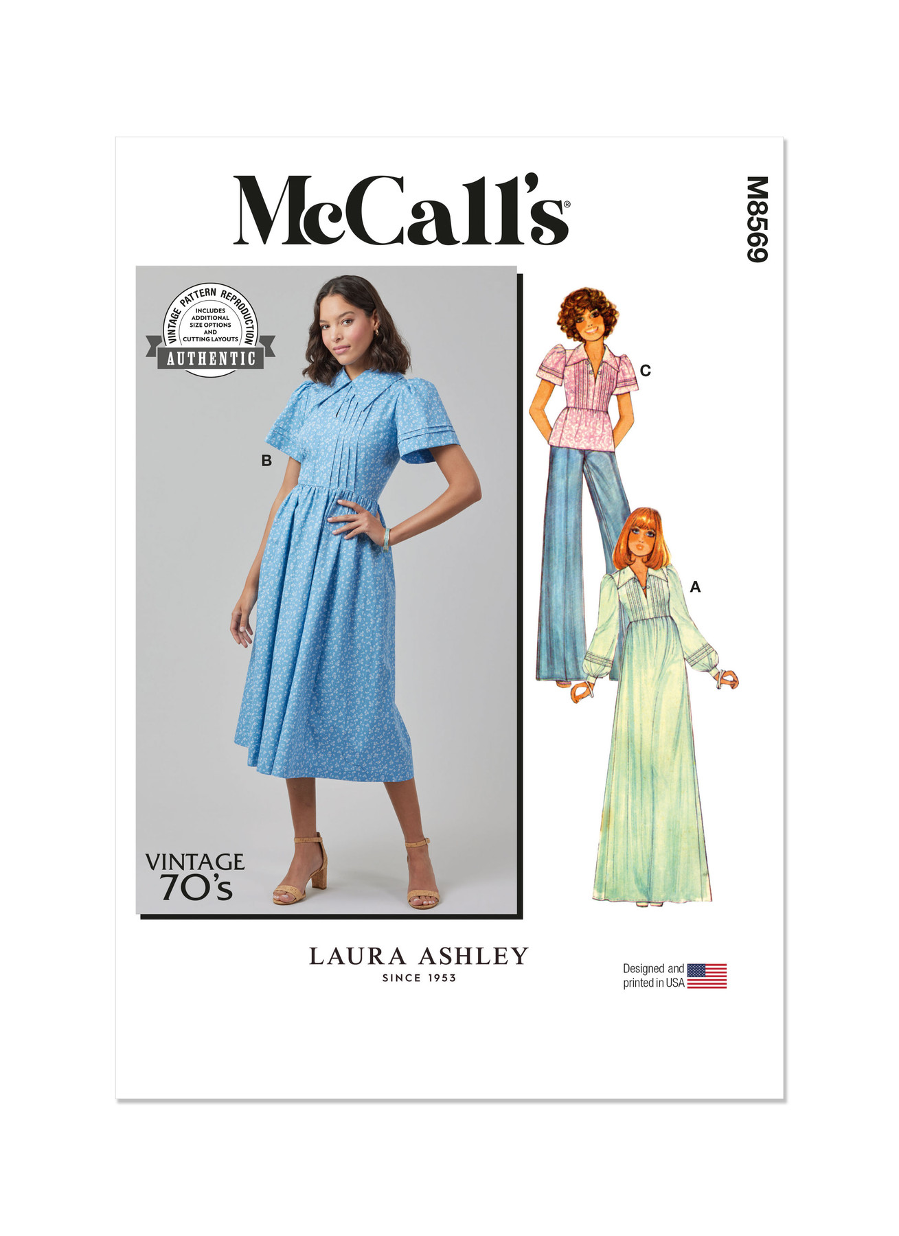 McCall's Sewing Pattern 1970s Misses' Dress with Sleeve Variations and Top by Laura Ashley 1 McCall's Sewing Pattern 1970s Misses' Dress with Sleeve Variations and Top by Laura Ashley