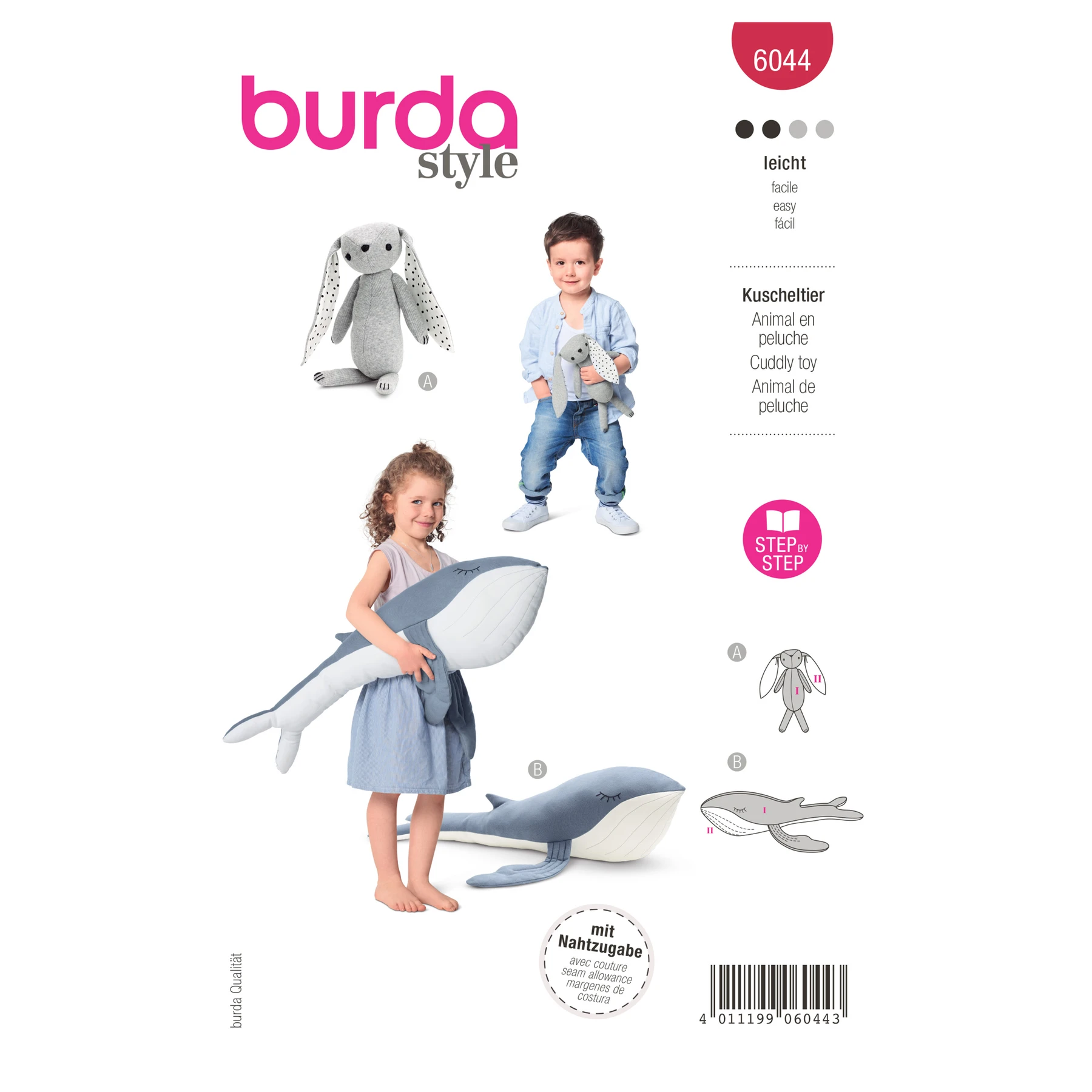 Burda Style Sewing Pattern Stuffed Animals - Bunny and Whale 27 Burda Style Sewing Pattern Stuffed Animals - Bunny and Whale