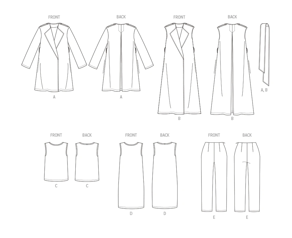 Butterick Sewing Pattern Misses' Jacket and Vest with Belt, Top, Dress and Pant 13 Butterick Sewing Pattern Misses' Jacket and Vest with Belt, Top, Dress and Pant