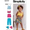Simplicity Sewing Pattern Toddlers' Tops, Skort, Pants and Hat in Three Sizes