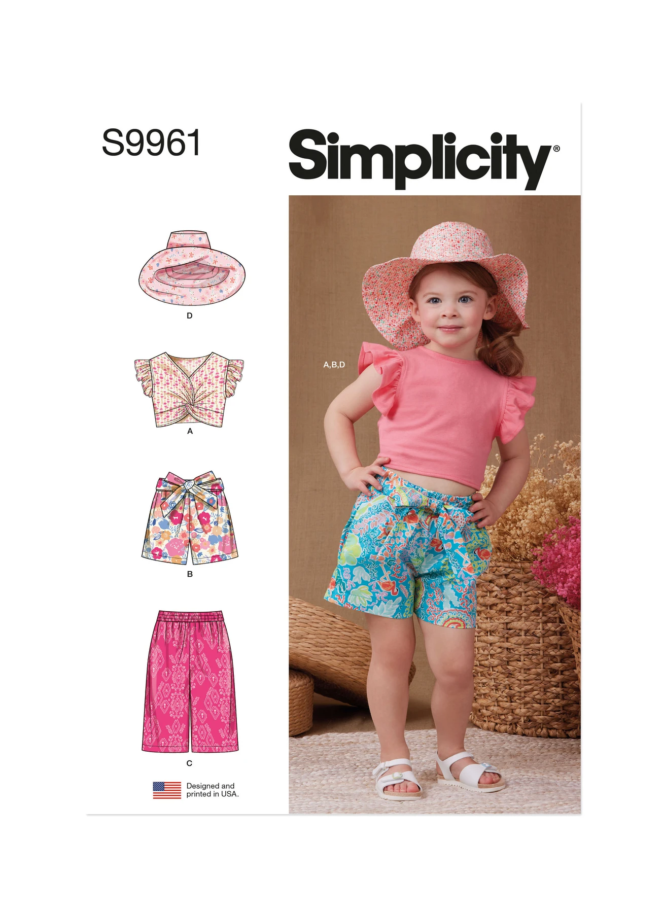 Simplicity Sewing Pattern Toddlers' Shorts, Pants, Hat and Knit Top Worn Front or Back (PDF) 1 Simplicity Sewing Pattern Toddlers' Shorts, Pants, Hat and Knit Top Worn Front or Back (PDF)