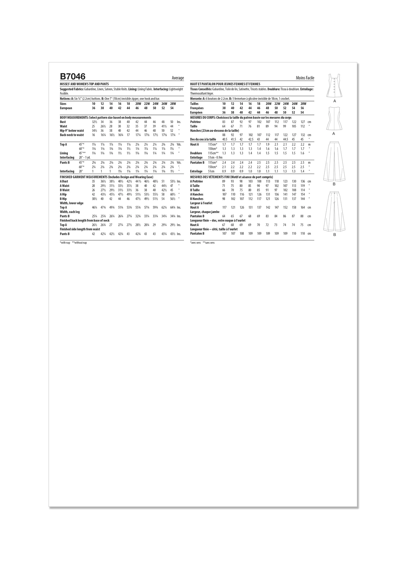 Butterick Sewing Pattern Misses' and Women's Top and Pants (PDF) 10 Butterick Sewing Pattern Misses' and Women's Top and Pants (PDF)