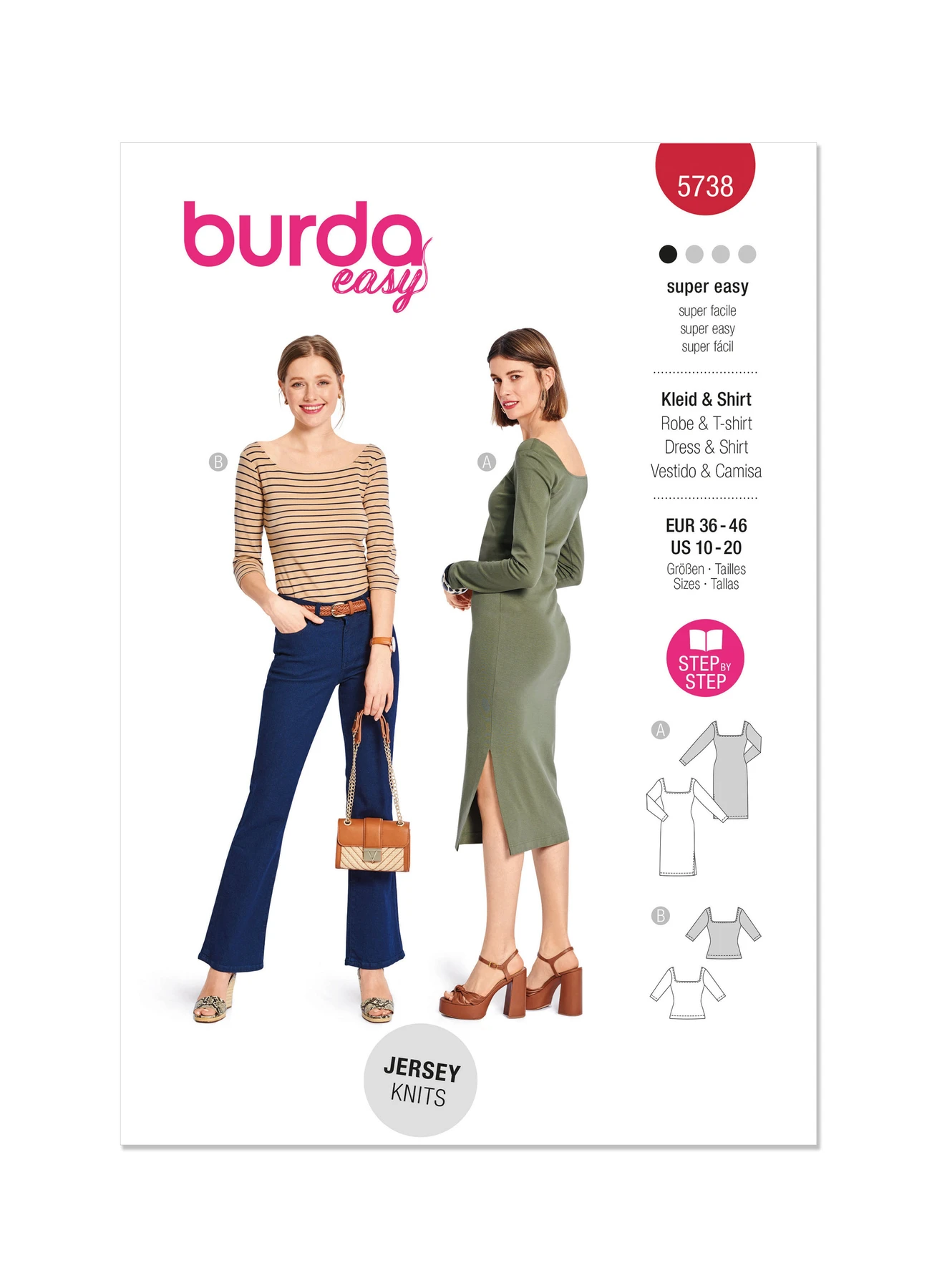 Burda Style Sewing Pattern 5738 Misses' Dress & T-Shirt